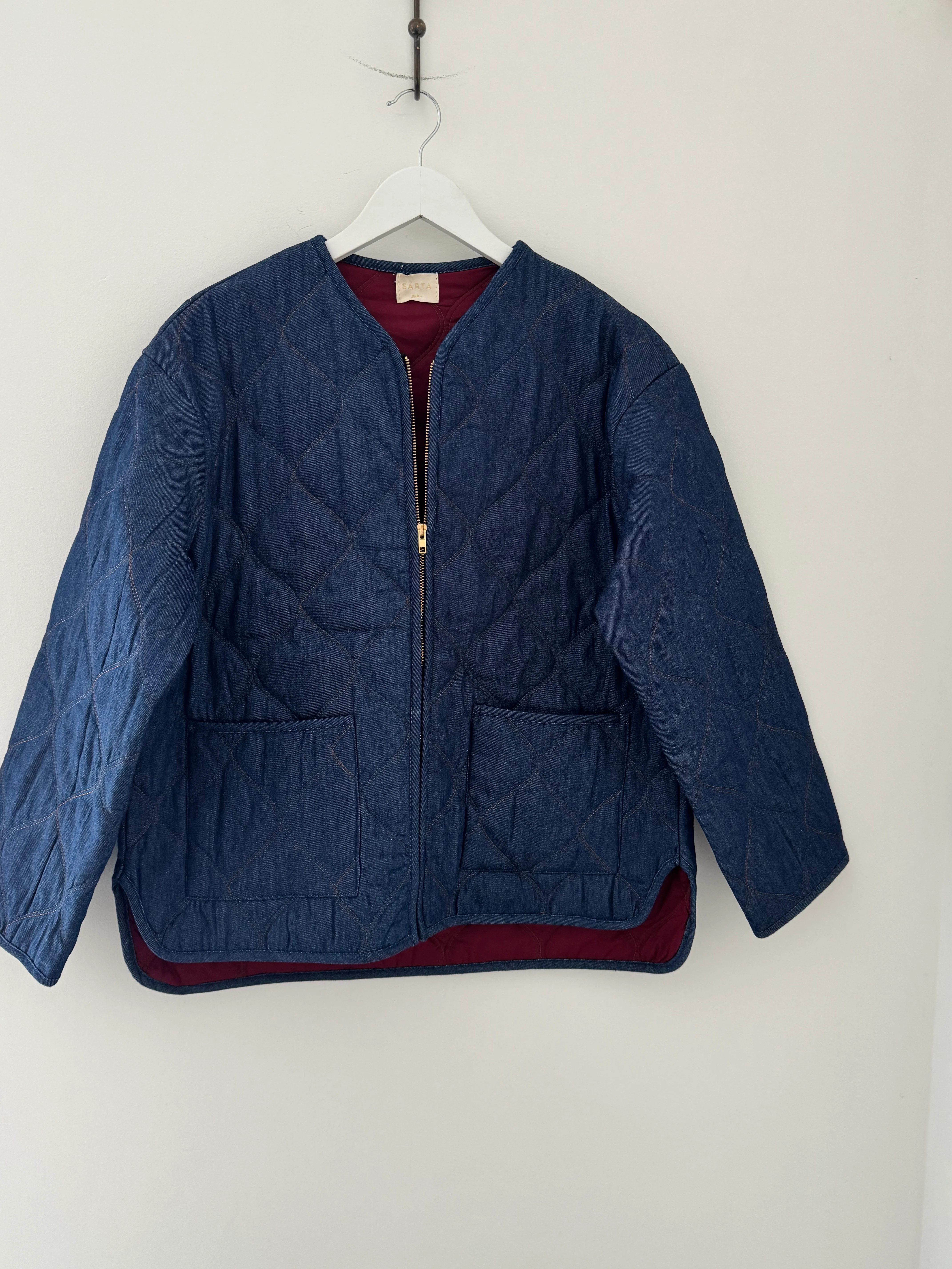 Luxe Quilted Jacket in Deep Denim - Image 13