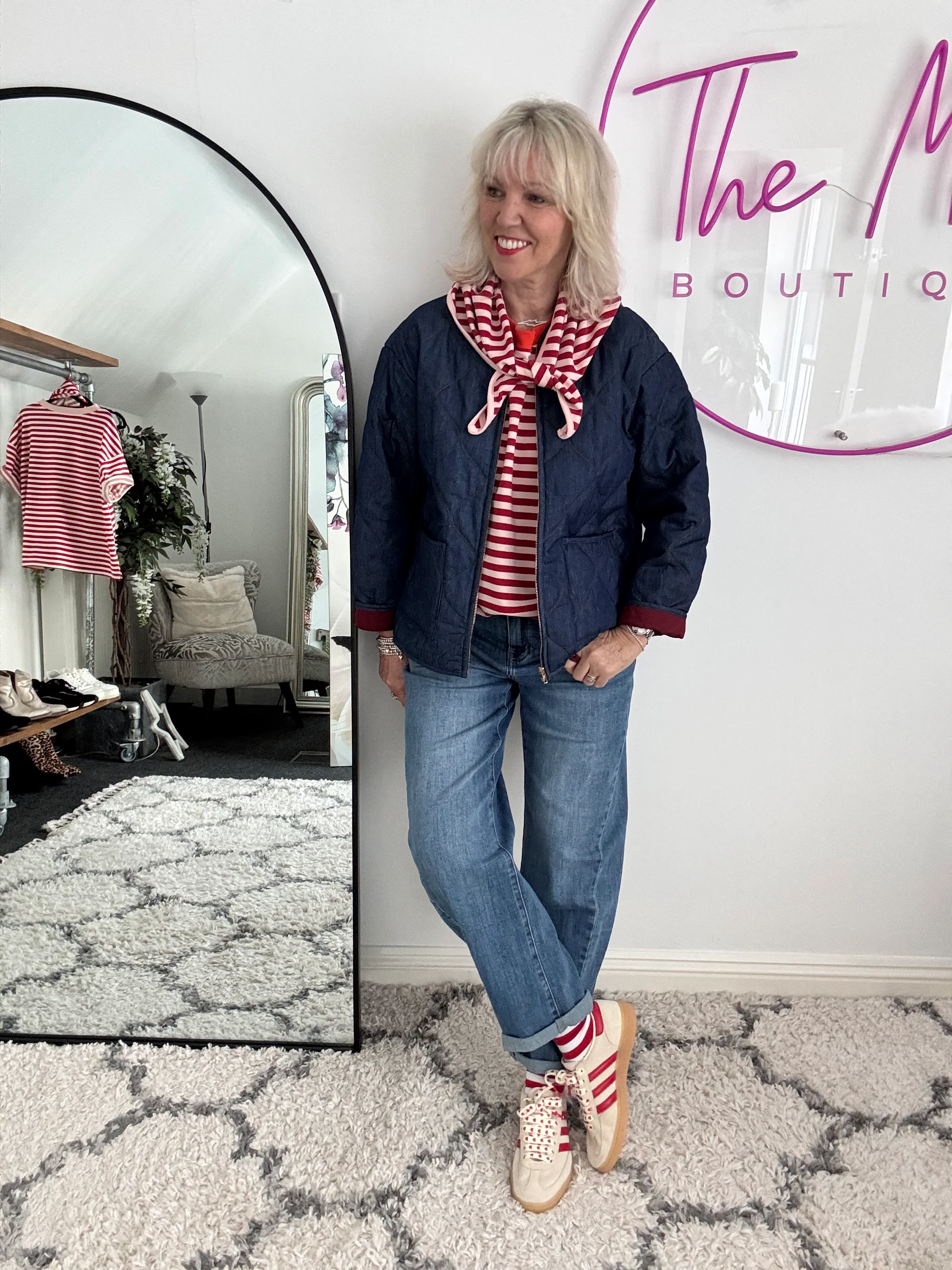 Luxe Quilted Jacket in Deep Denim - Image 4