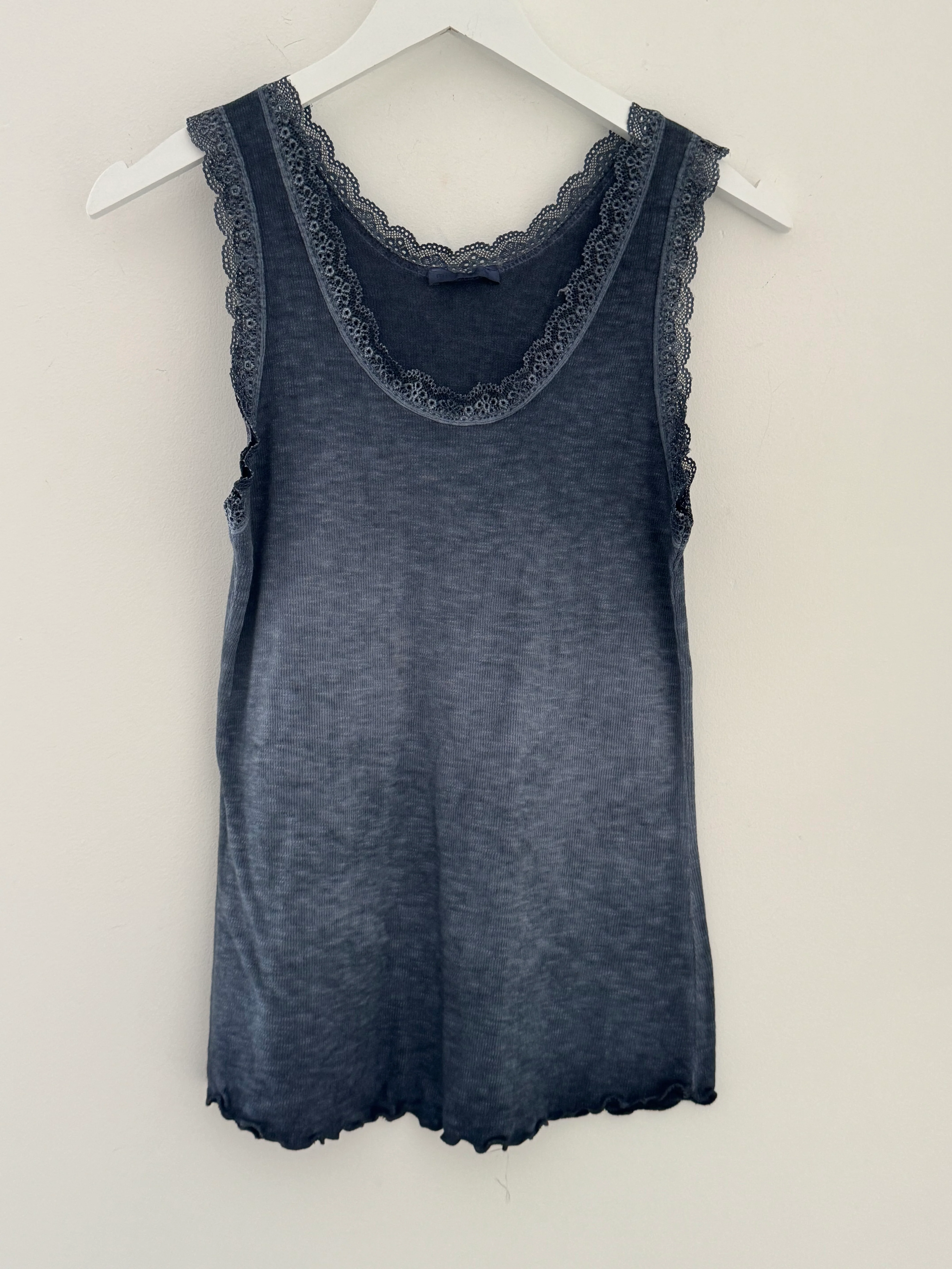 Luxe Ribbed Vest in Dark Vintage Blue - Image 4