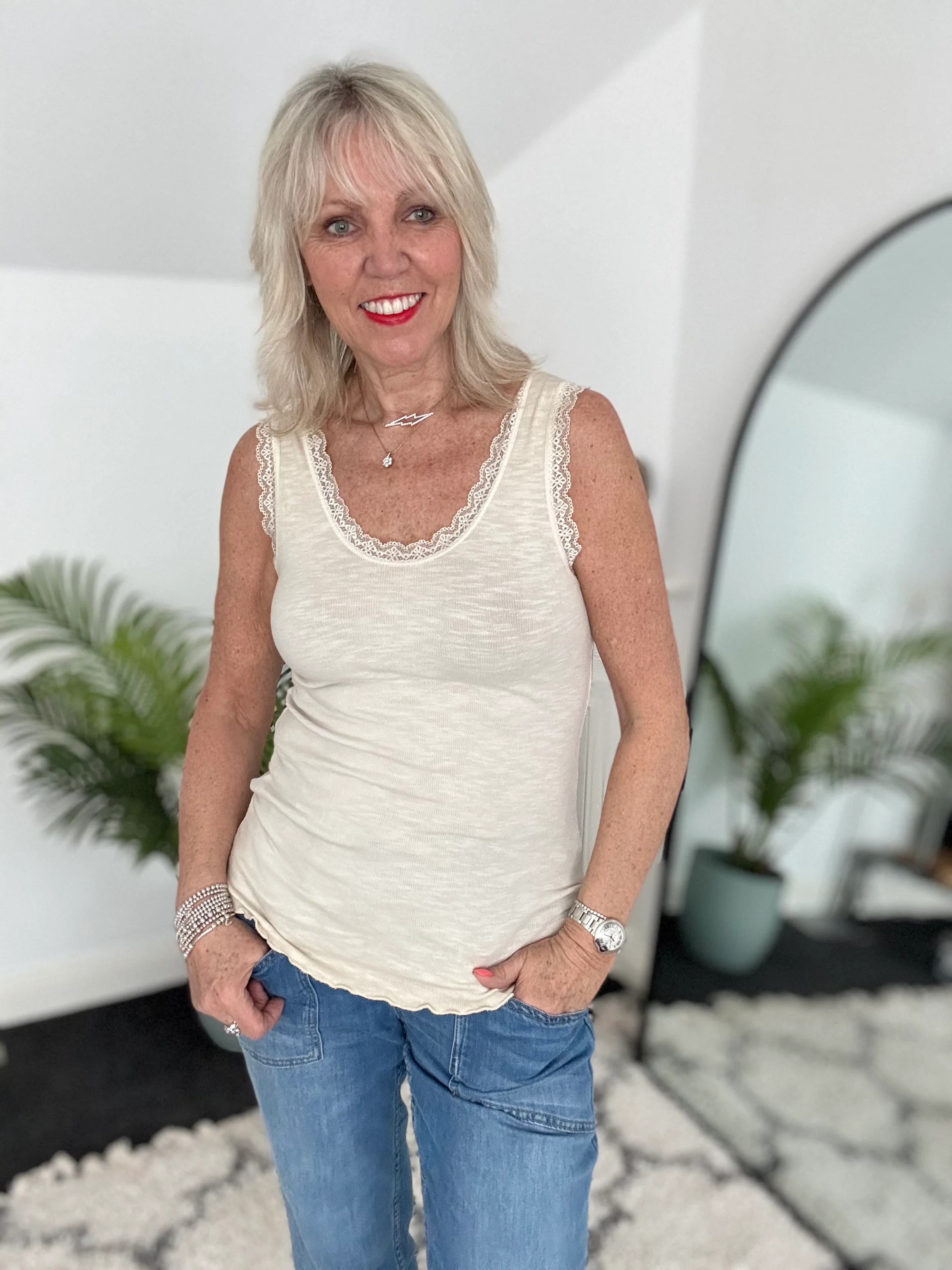 Luxe Ribbed Vest in Ecru