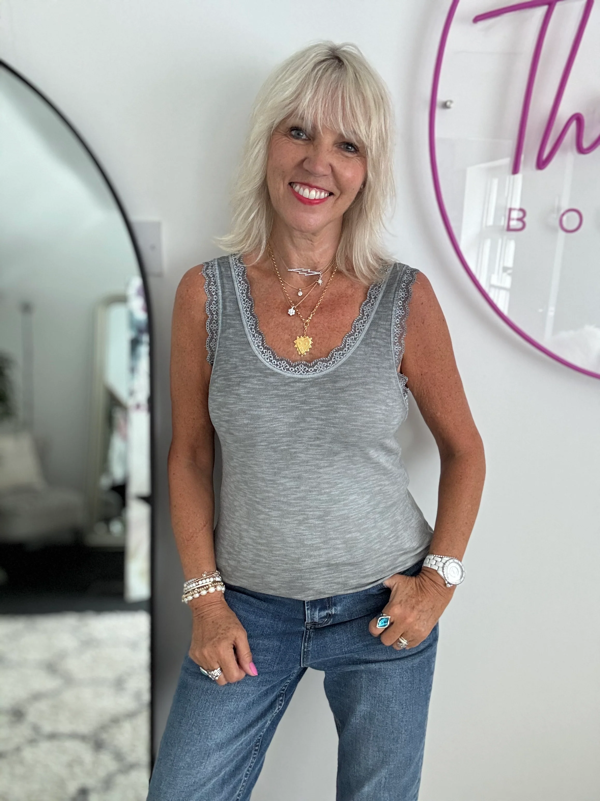 Luxe Ribbed Vest in Grey - Image 3