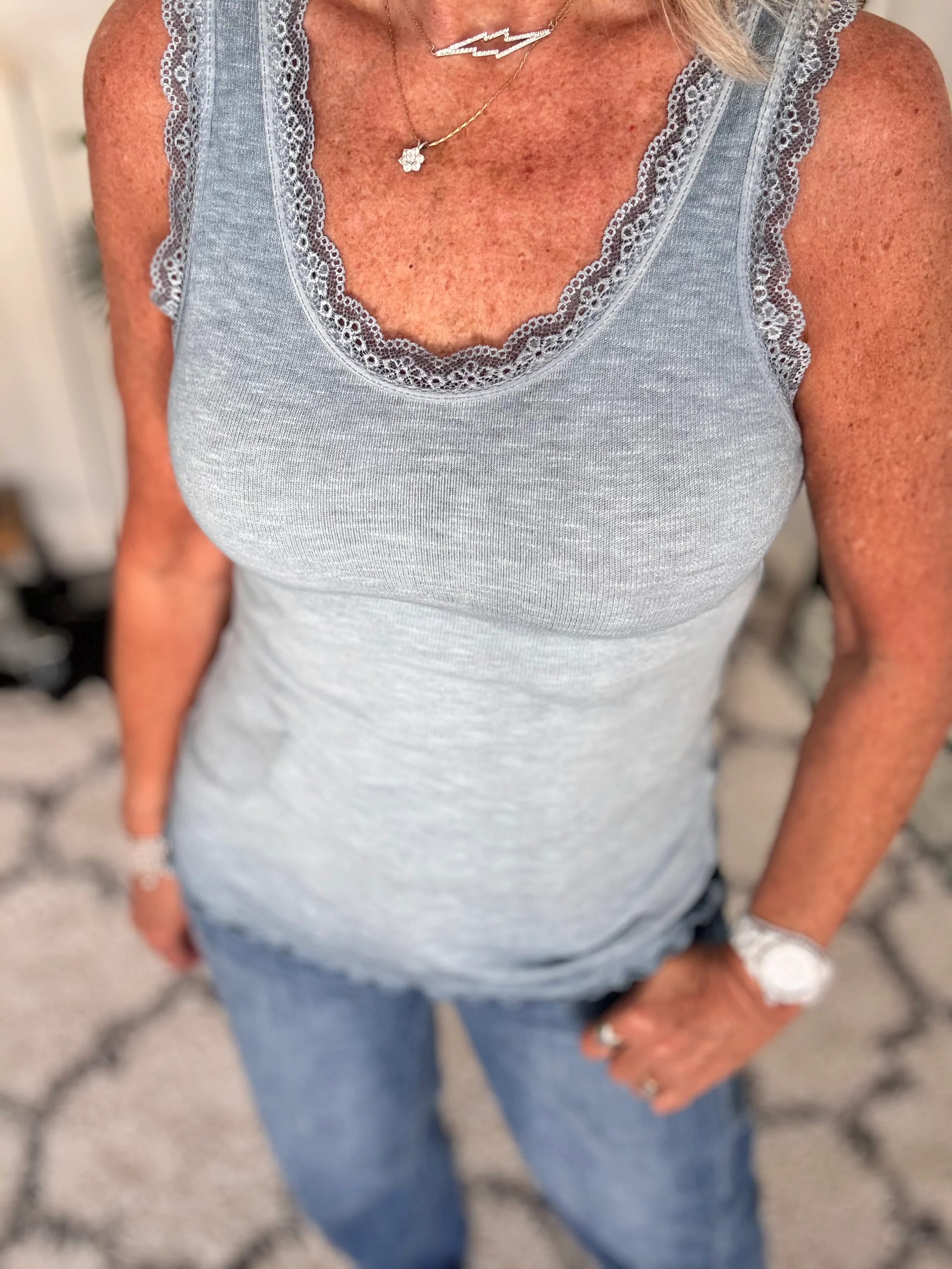 Luxe Ribbed Vest in Light Vintage Blue - Image 2