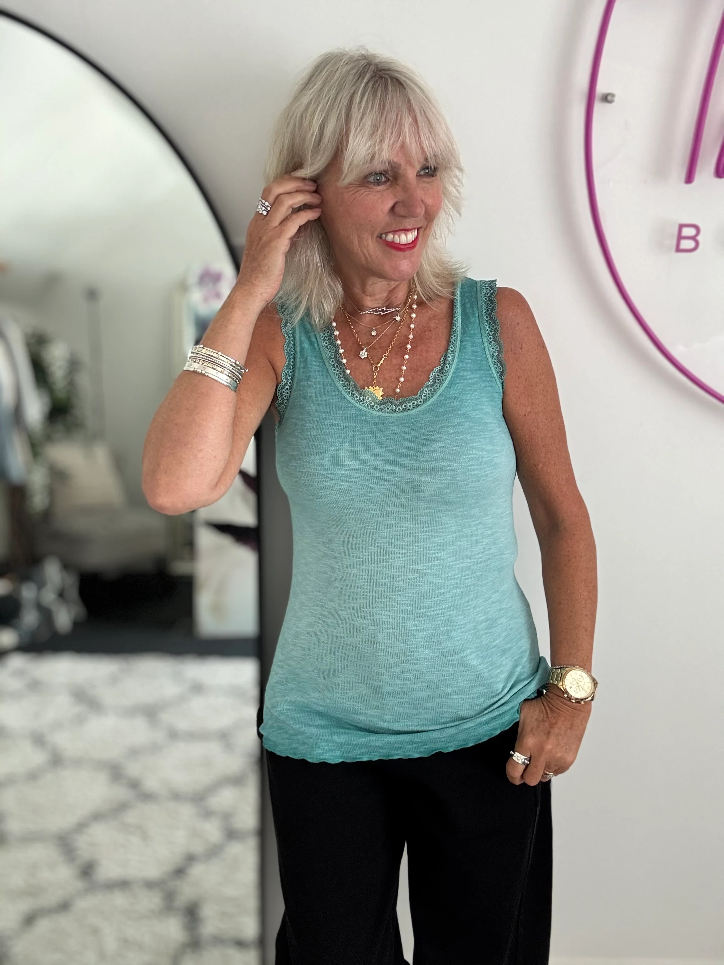 Luxe Ribbed Vest in Vintage Sea Green - Image 4