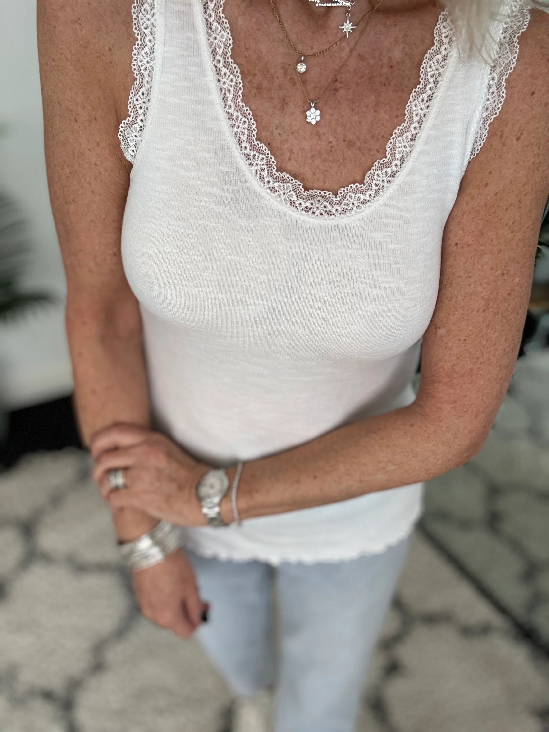 Luxe Ribbed Vest in White - Image 2