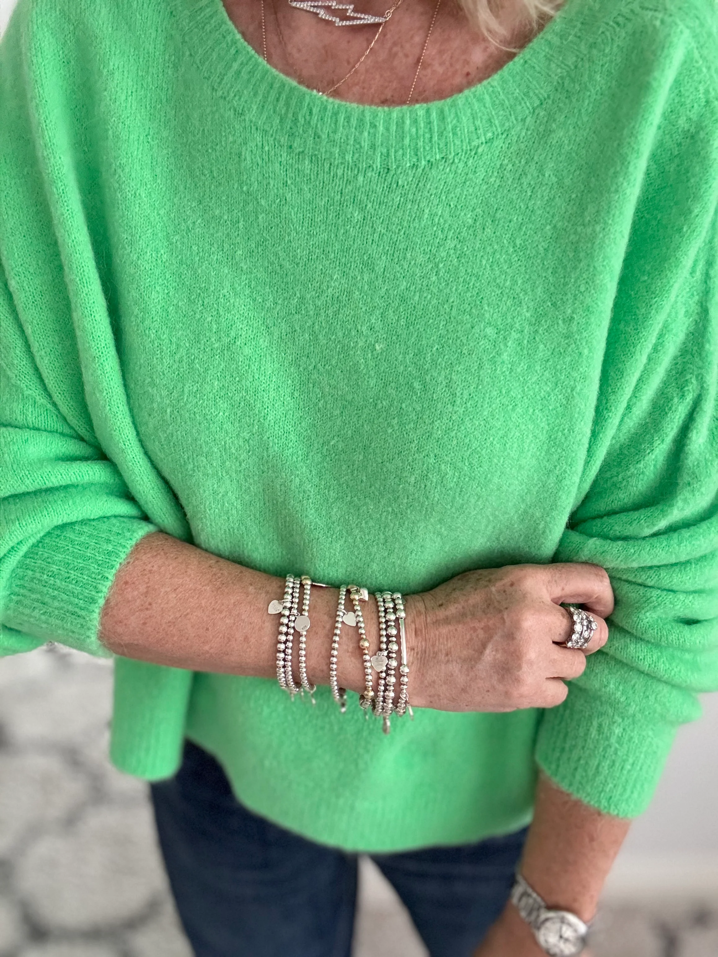 Luxe Slouchy Alpaca Jumper in Bright Green - Image 2