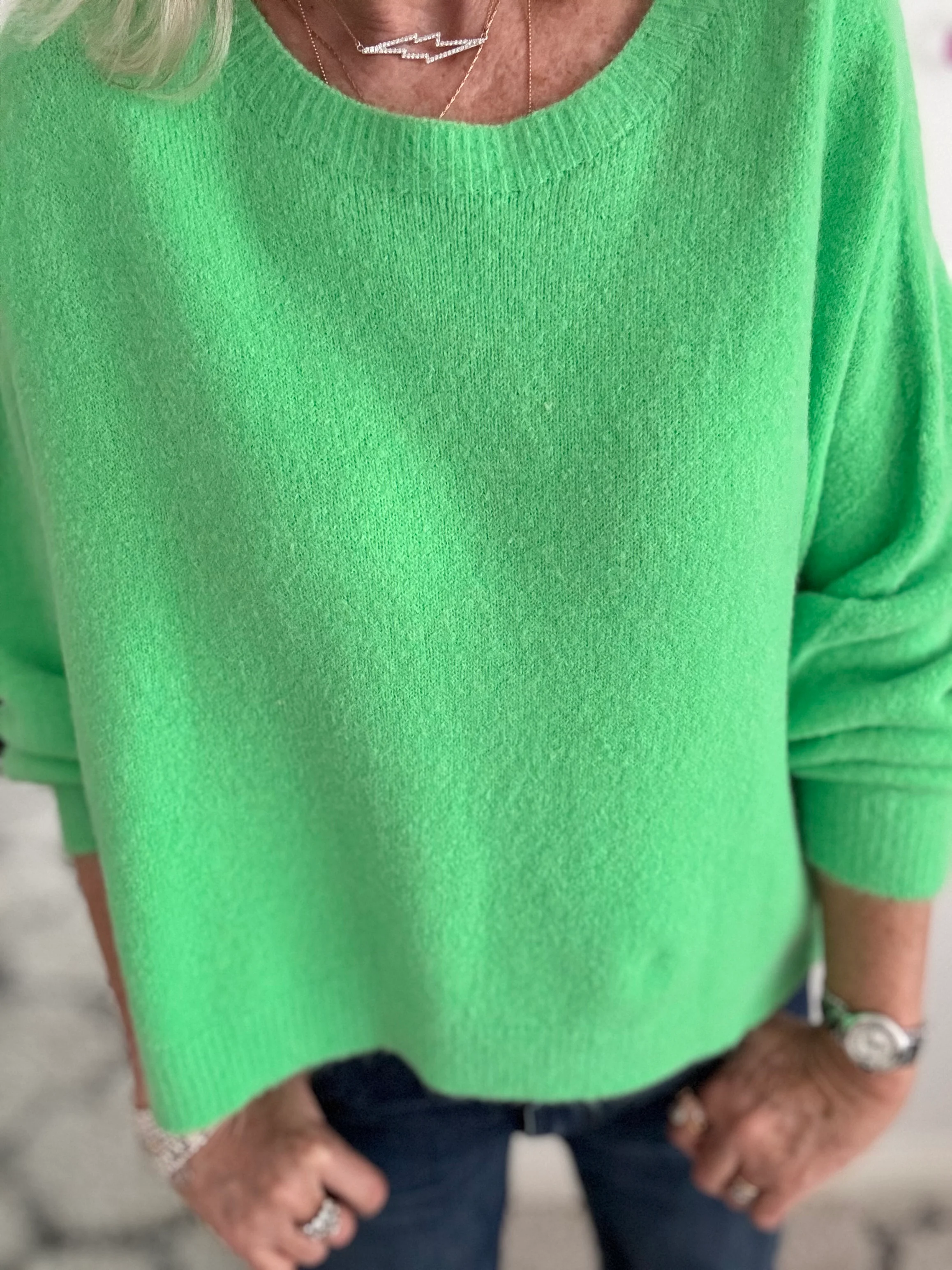 Luxe Slouchy Alpaca Jumper in Bright Green - Image 4