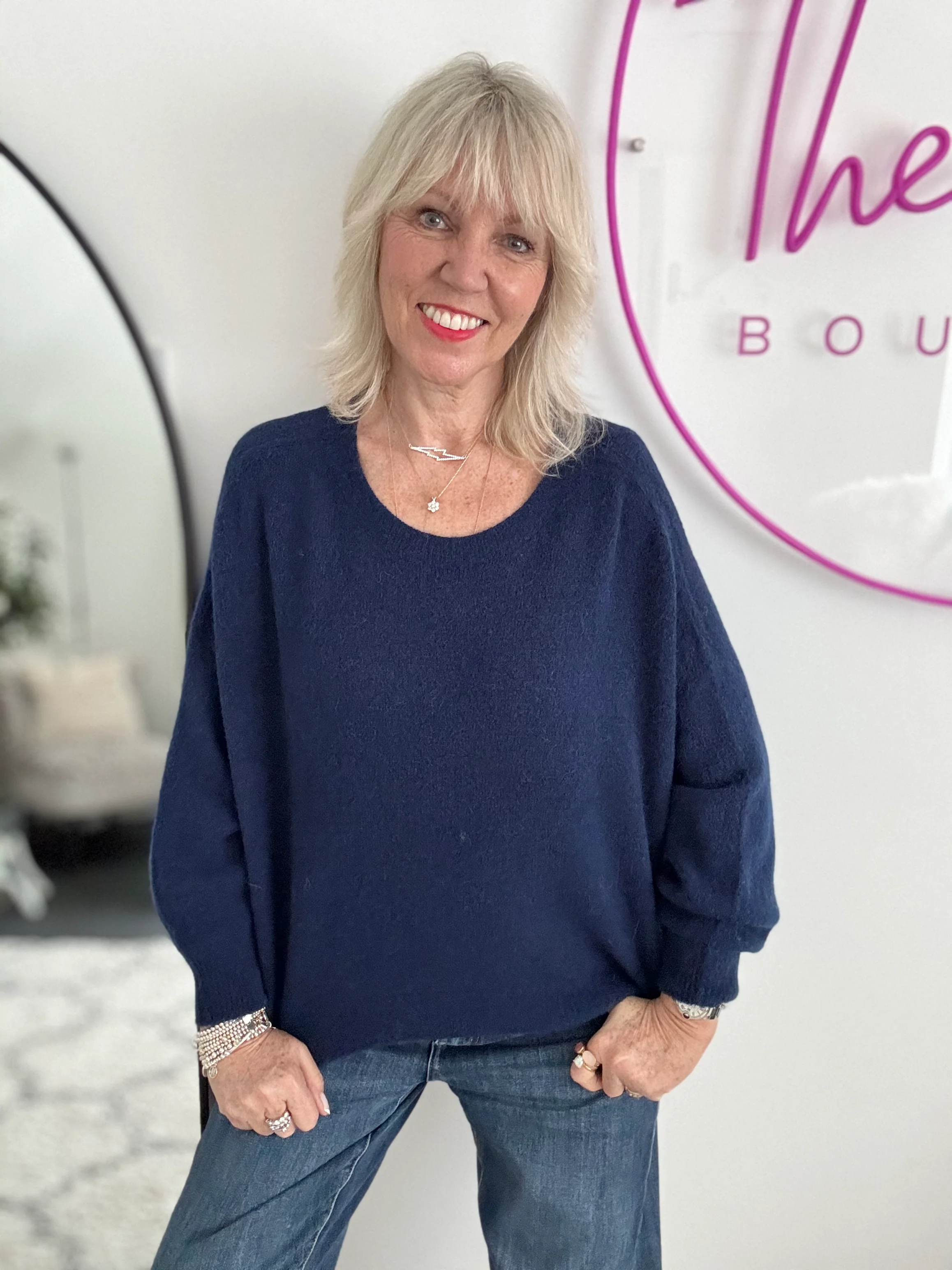 Luxe Slouchy Alpaca Jumper in Navy