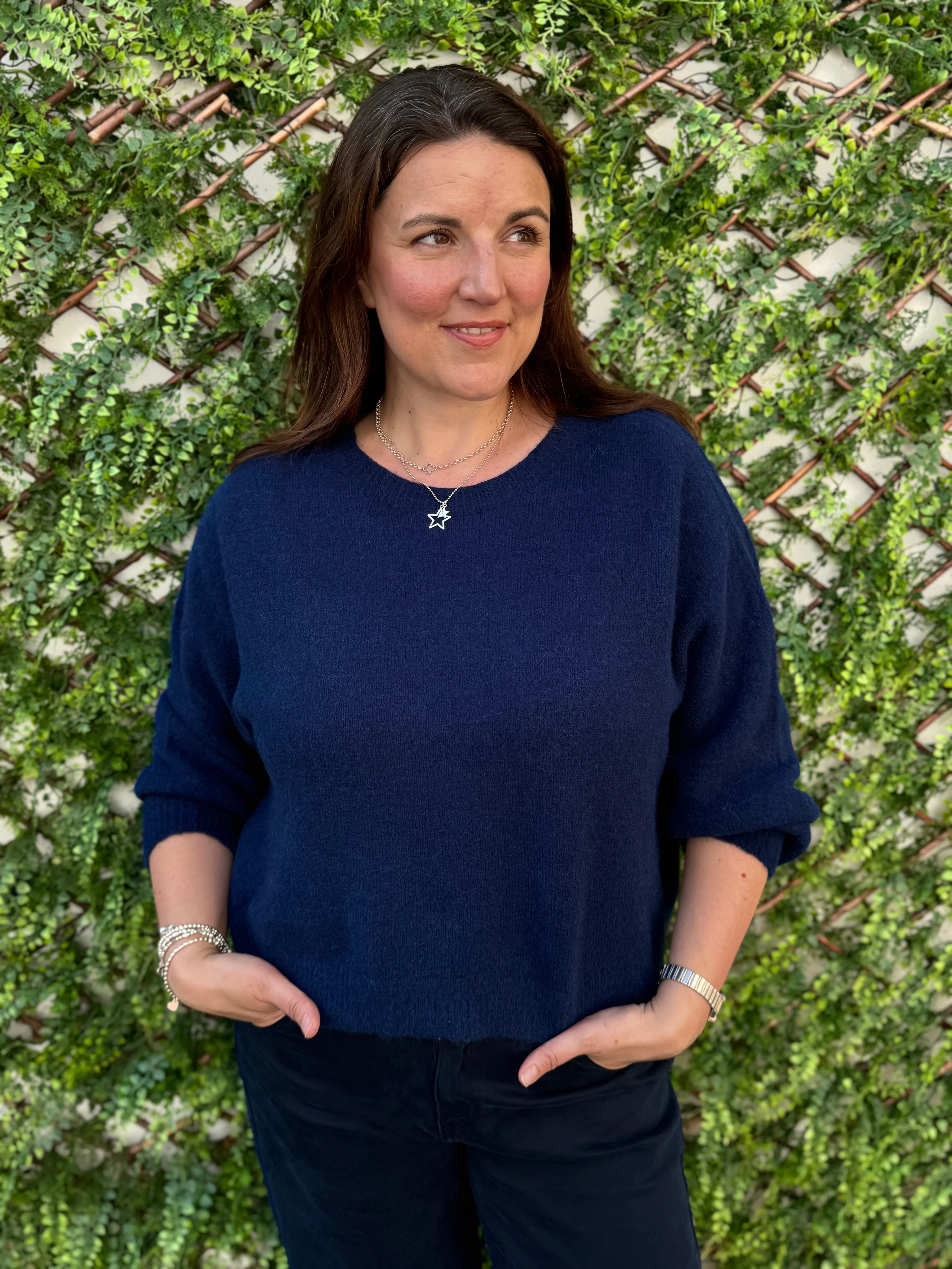Luxe Slouchy Alpaca Jumper in Navy - Image 2