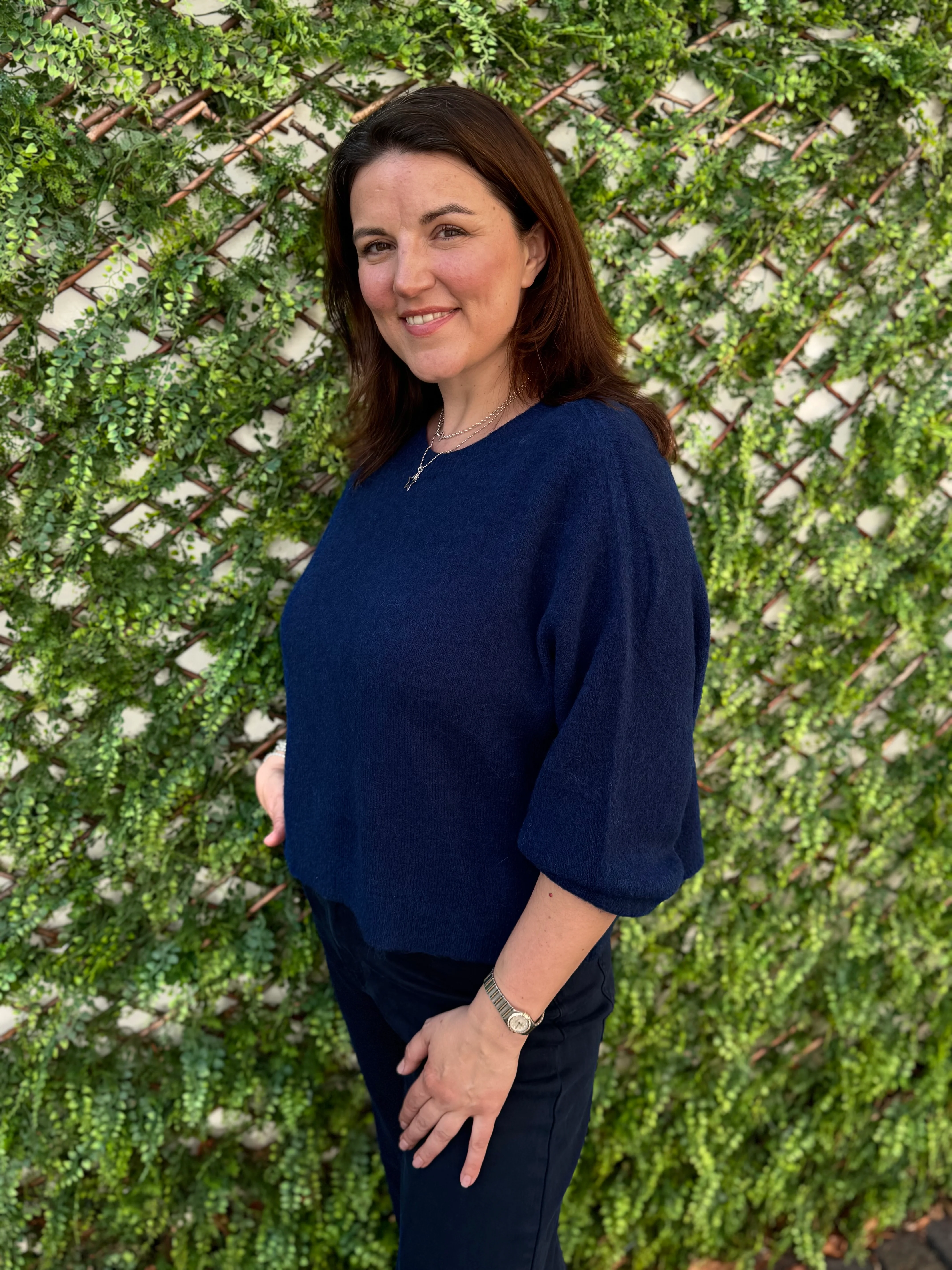 Luxe Slouchy Alpaca Jumper in Navy - Image 4