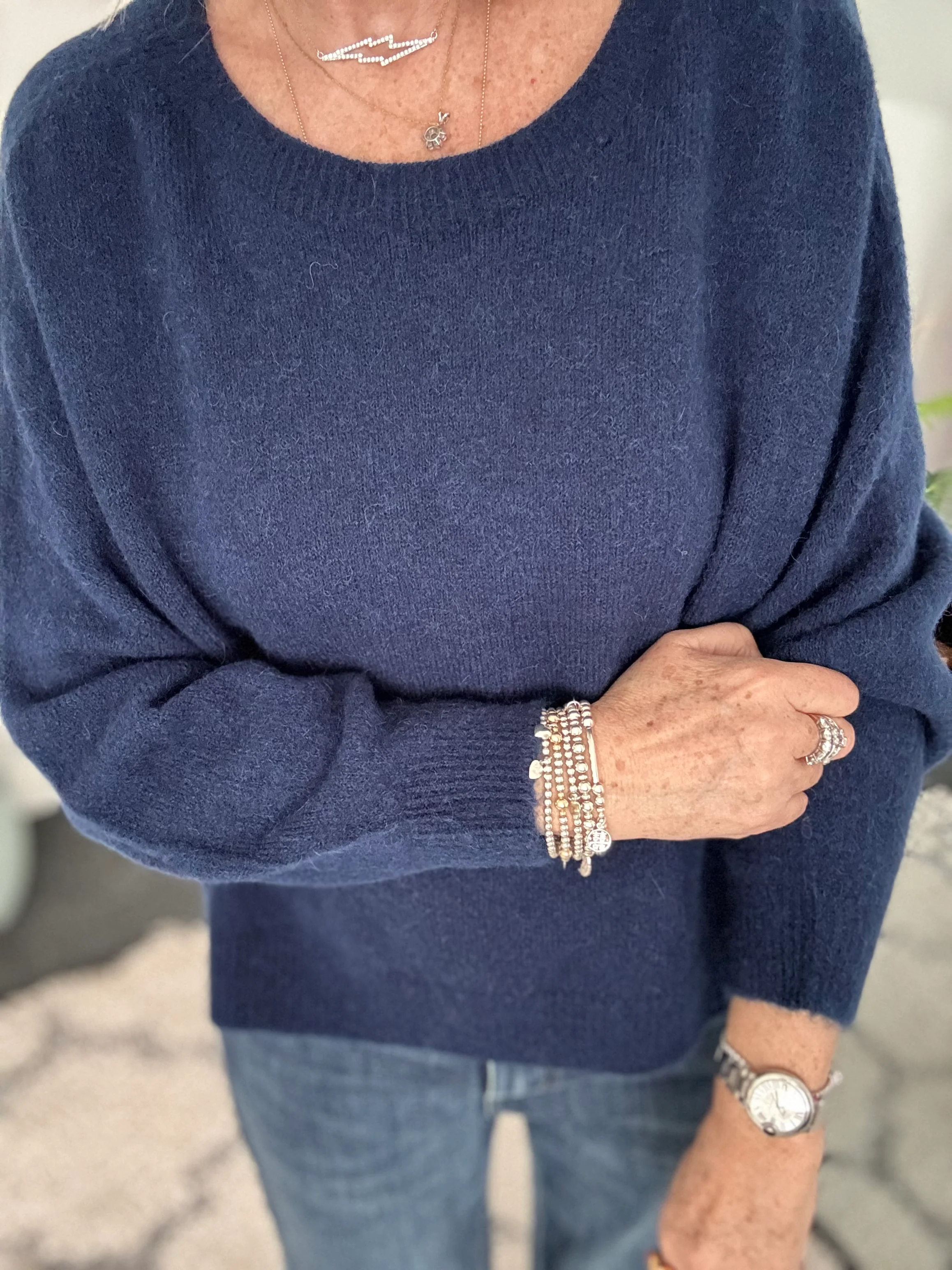 Luxe Slouchy Alpaca Jumper in Navy - Image 5