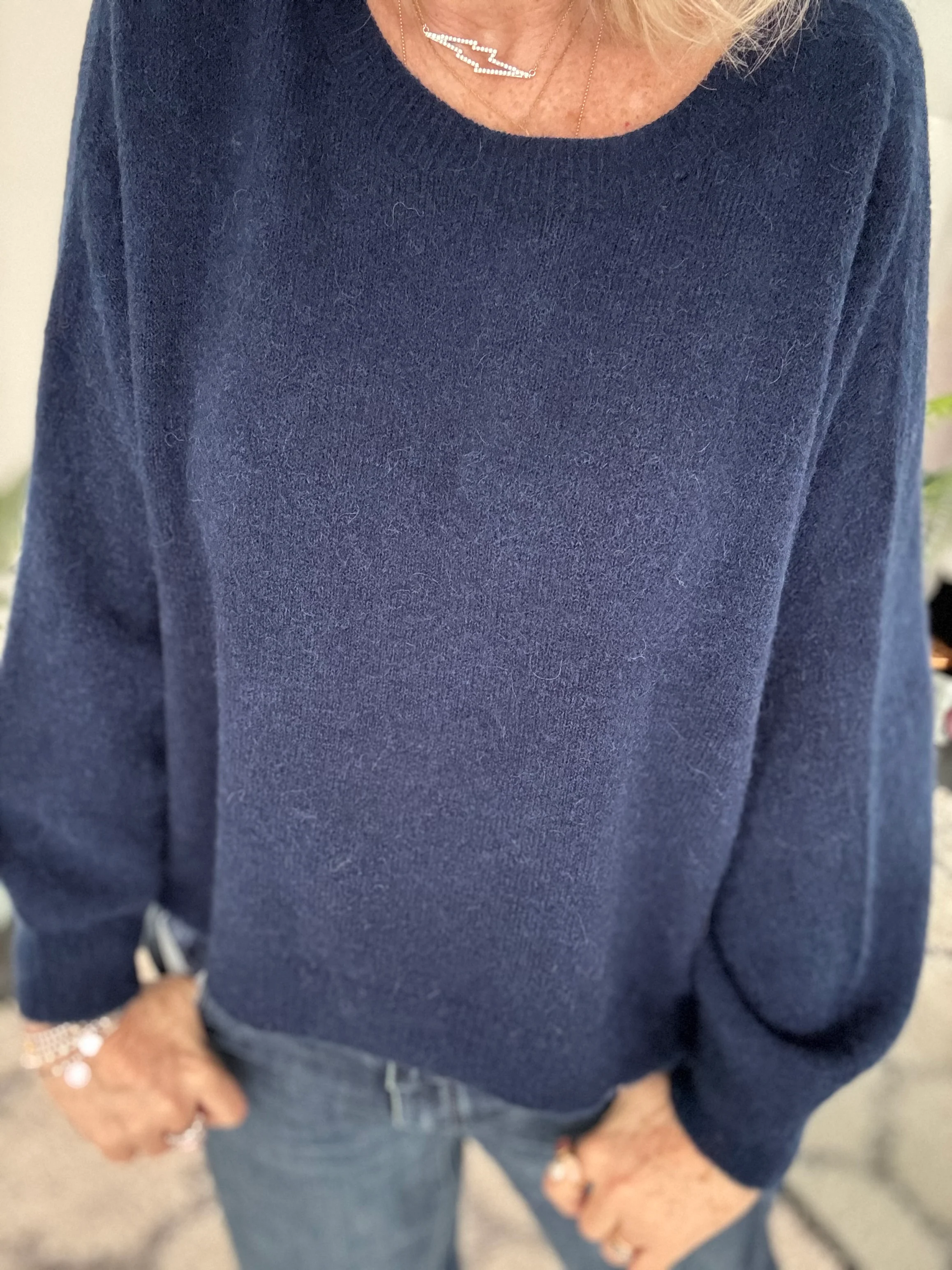 Luxe Slouchy Alpaca Jumper in Navy - Image 8