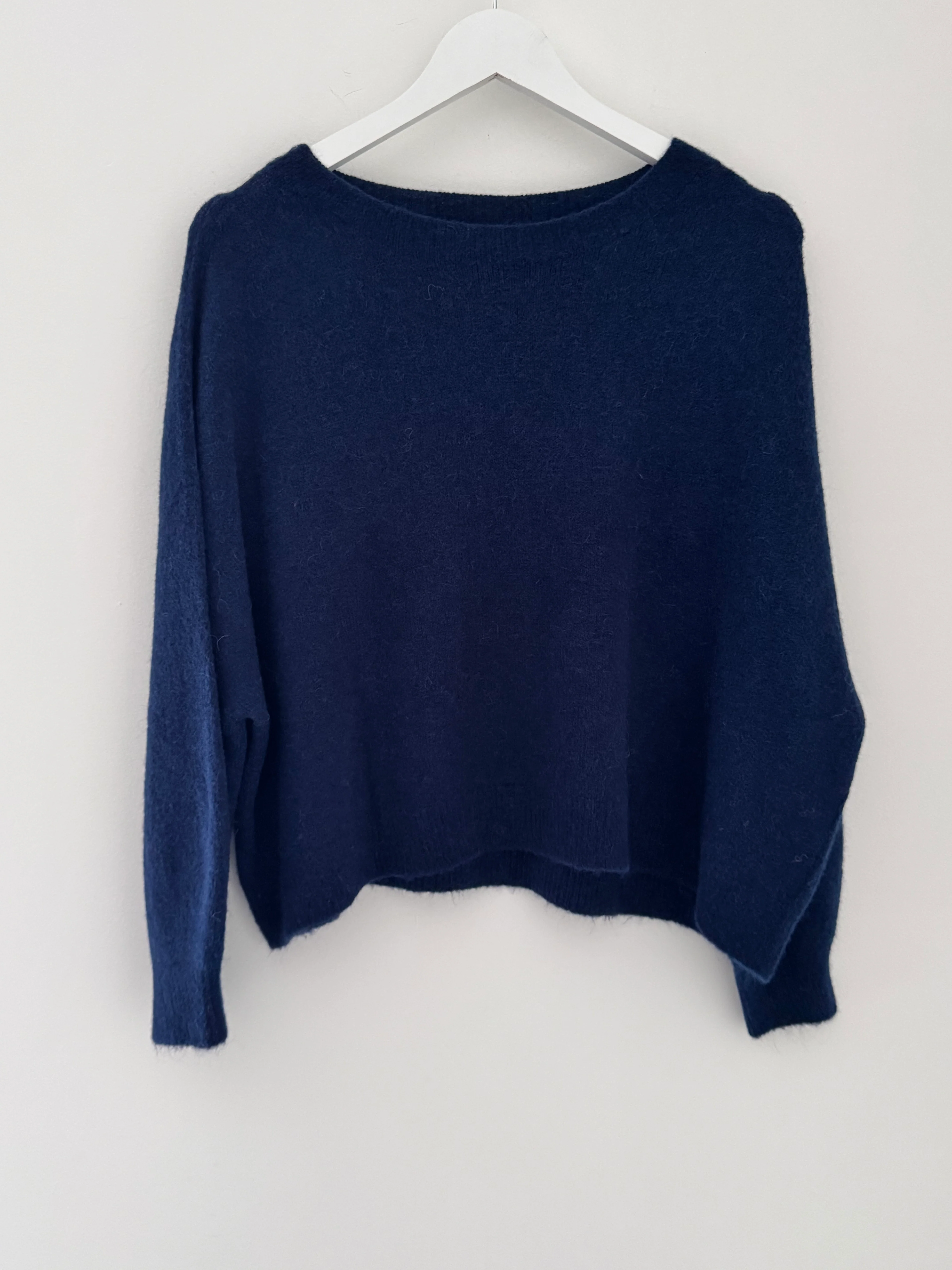 Luxe Slouchy Alpaca Jumper in Navy - Image 9