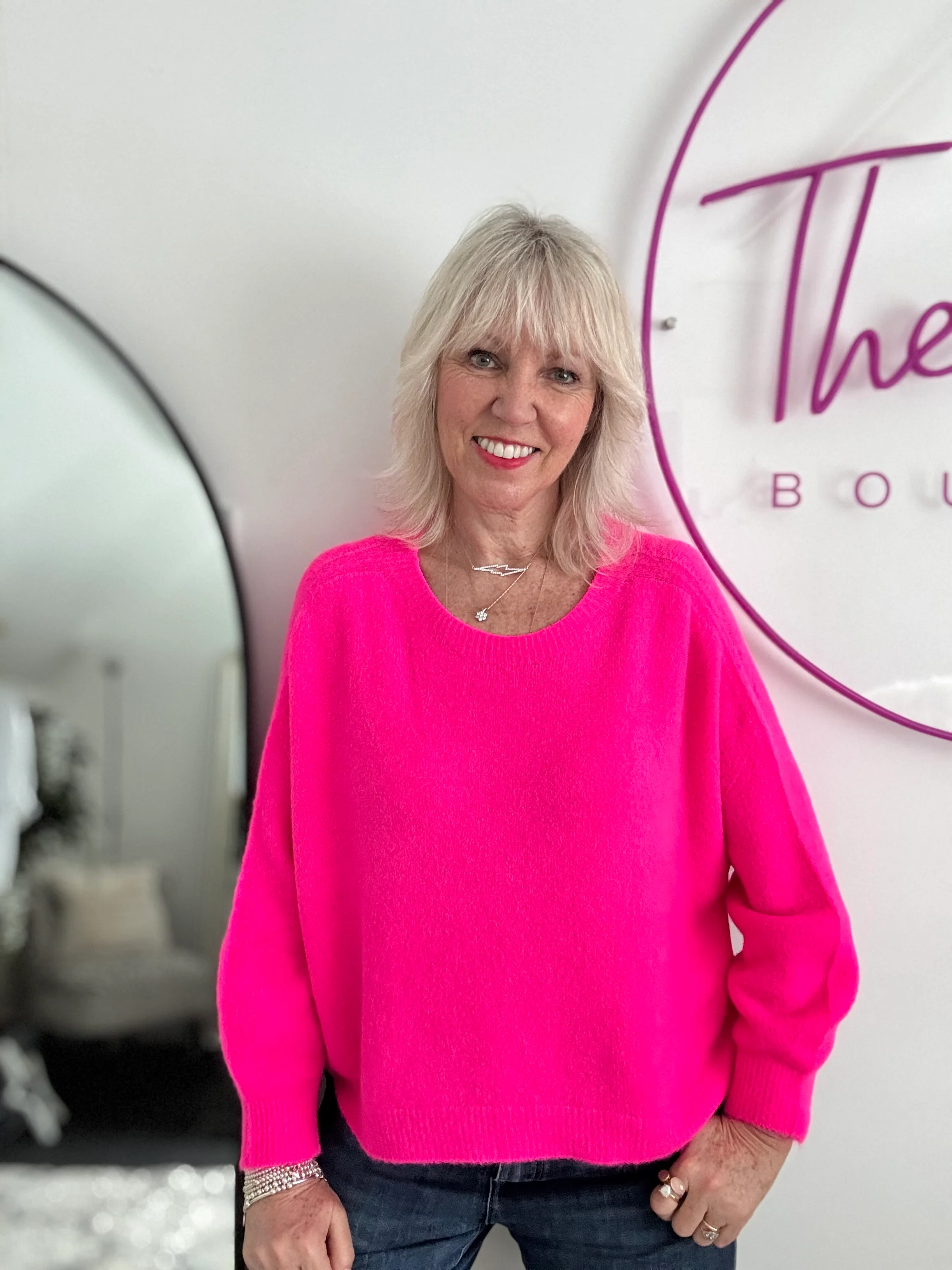 Luxe Slouchy Alpaca Jumper in Neon Pink