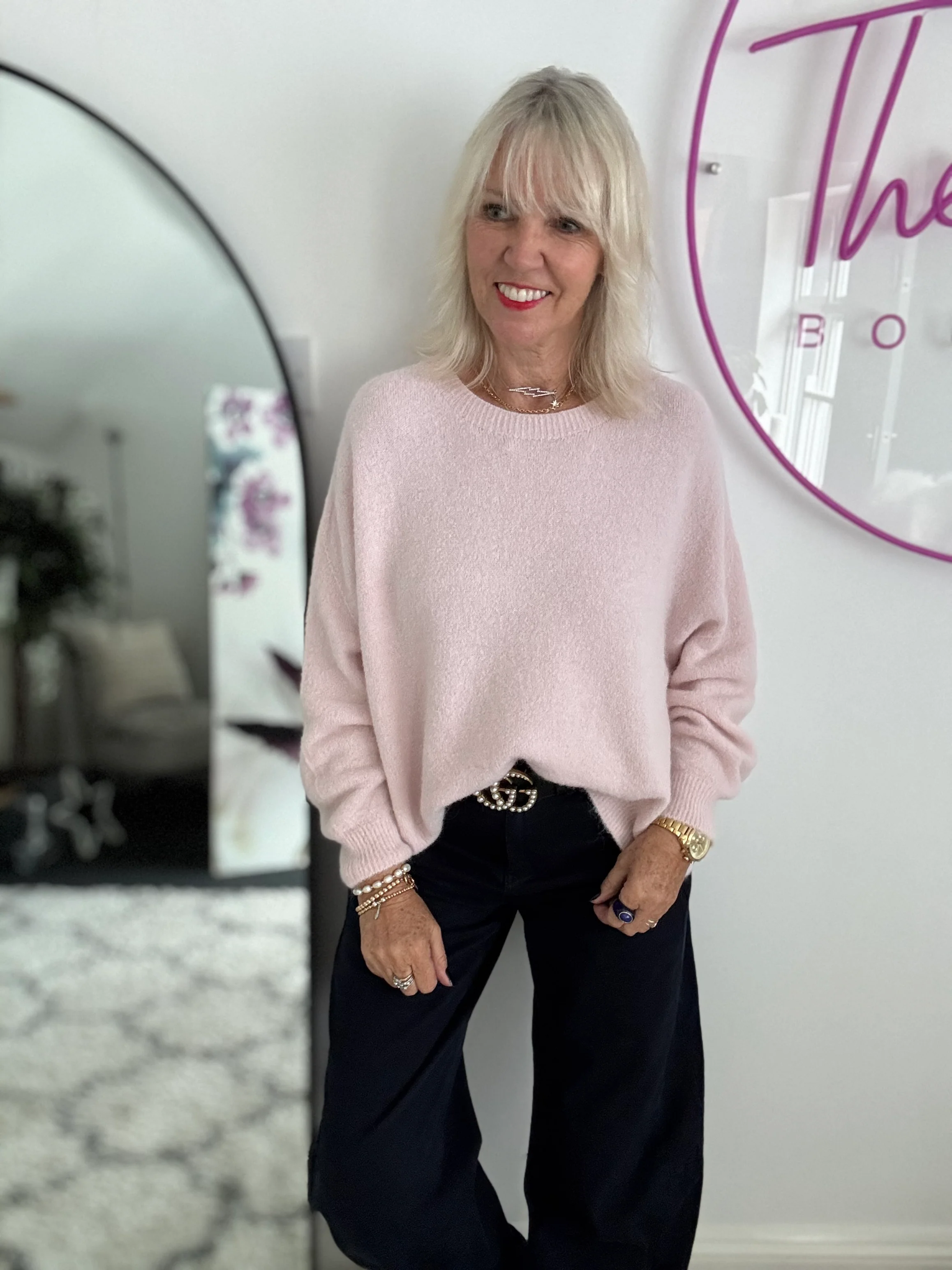 Luxe Slouchy Alpaca Jumper in Soft Pink - Image 4