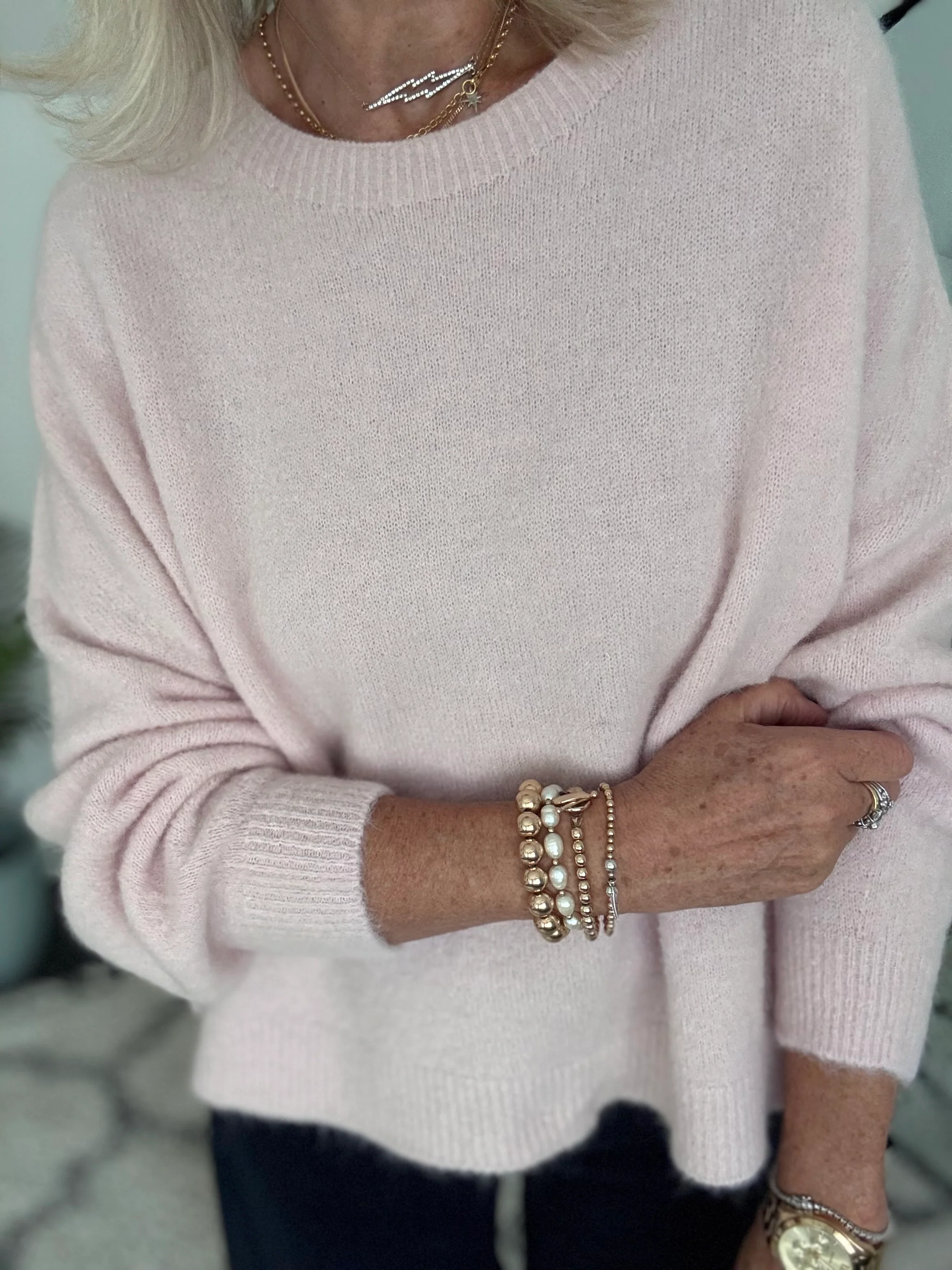 Luxe Slouchy Alpaca Jumper in Soft Pink - Image 7