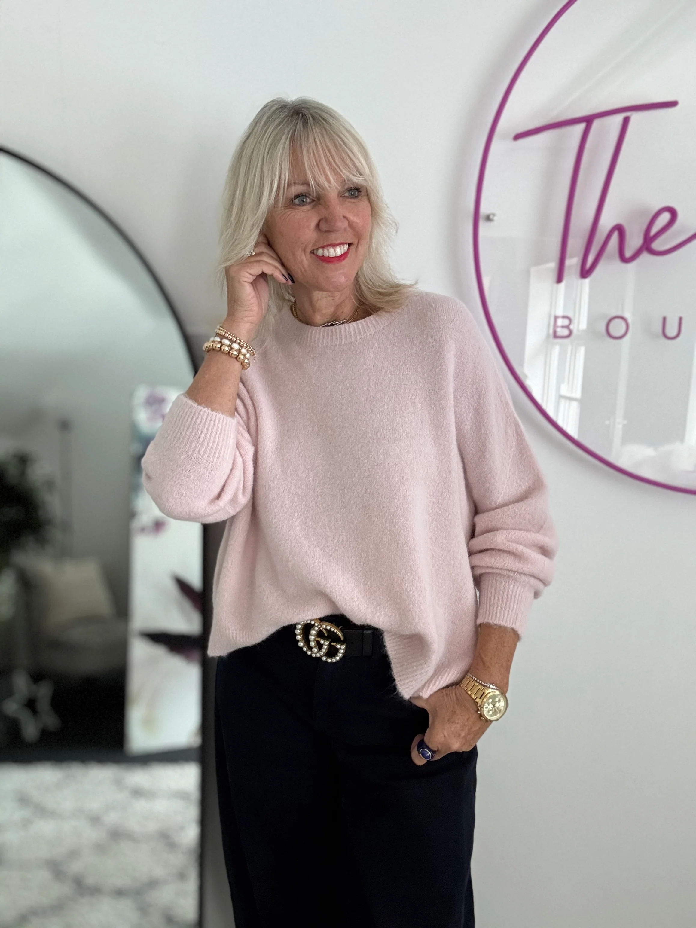 Luxe Slouchy Alpaca Jumper in Soft Pink - Image 8