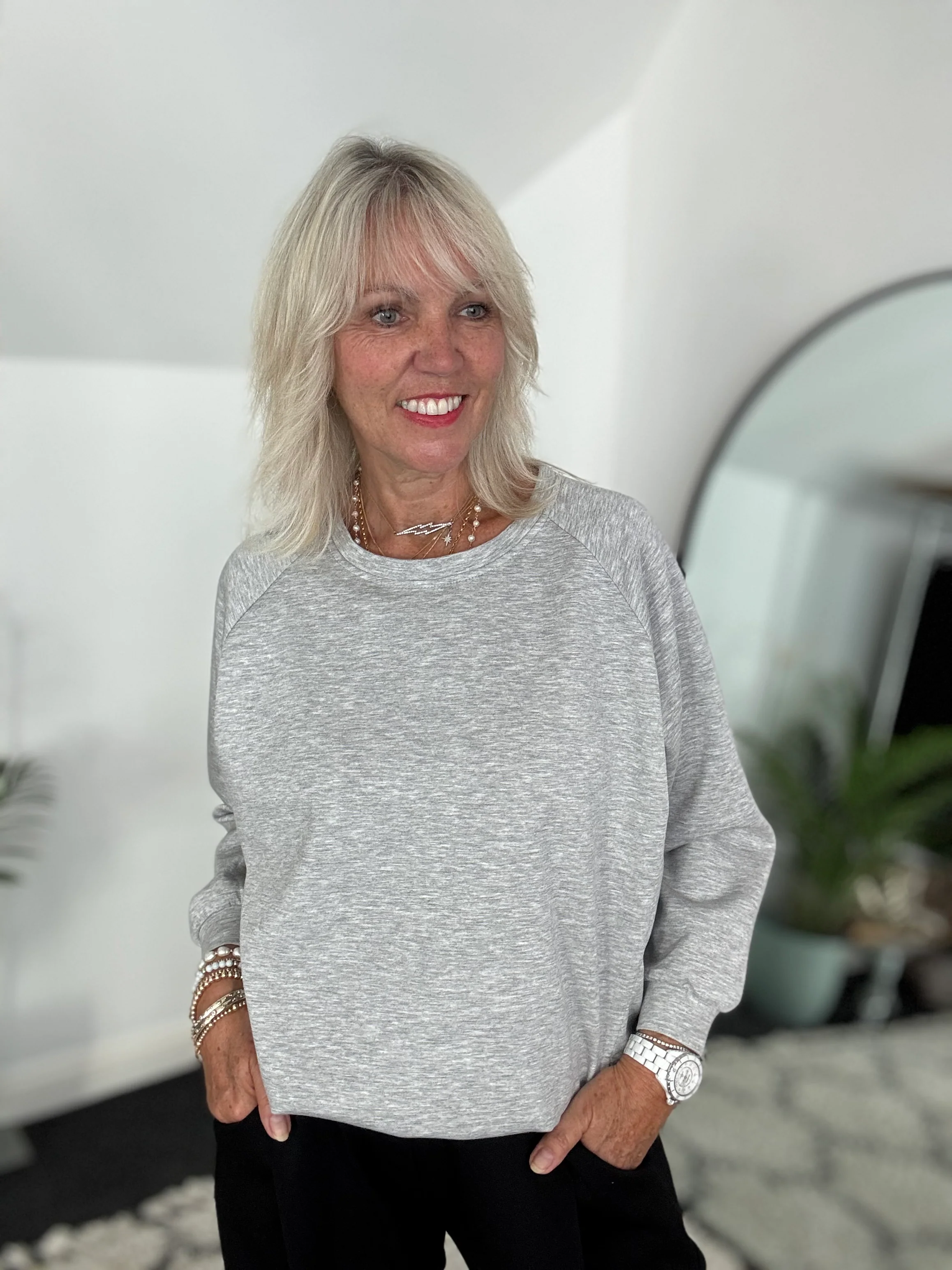 Luxe Sweatshirt with Zips in Marl Grey - Image 10