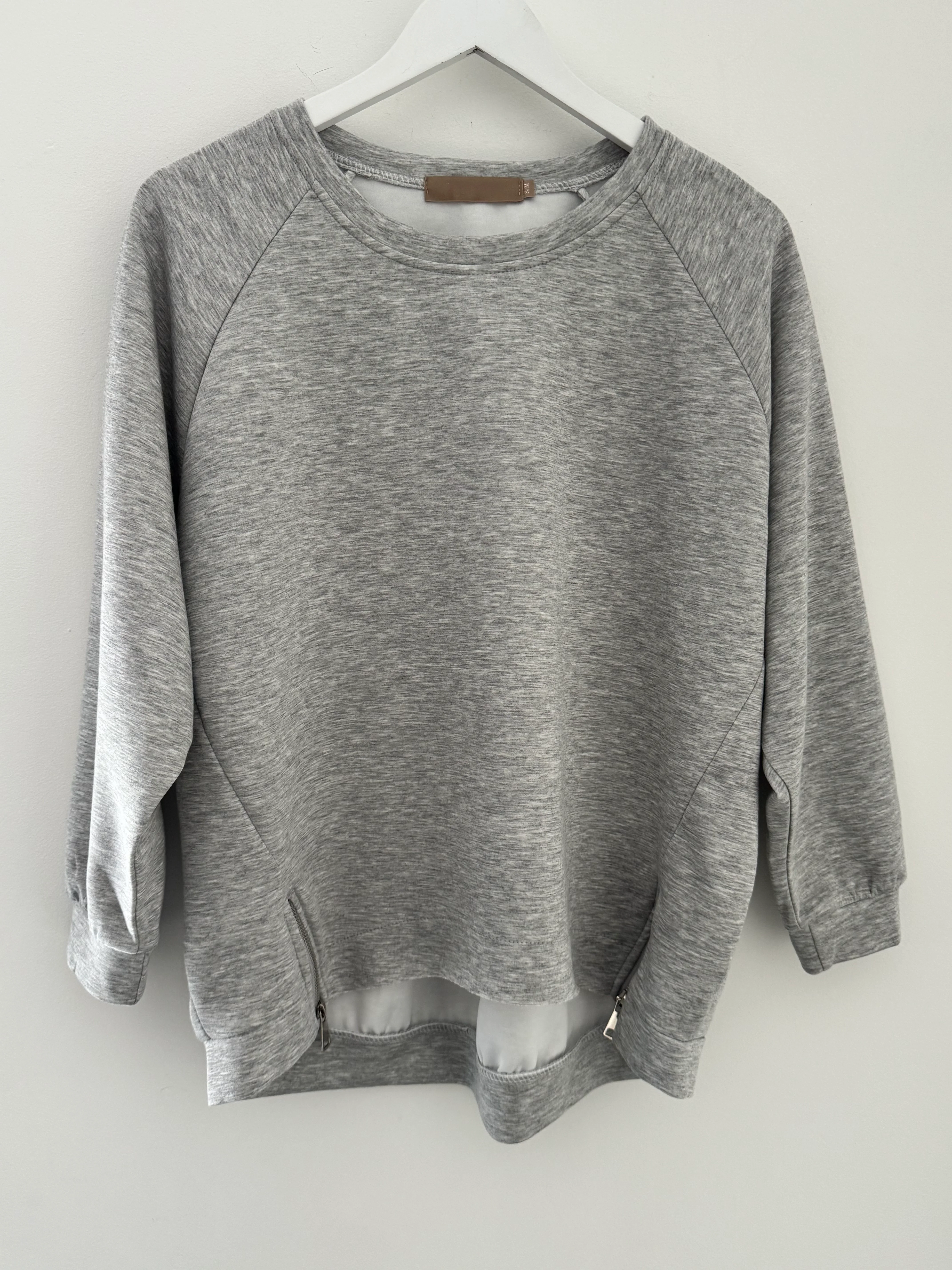 Luxe Sweatshirt with Zips in Marl Grey - Image 11