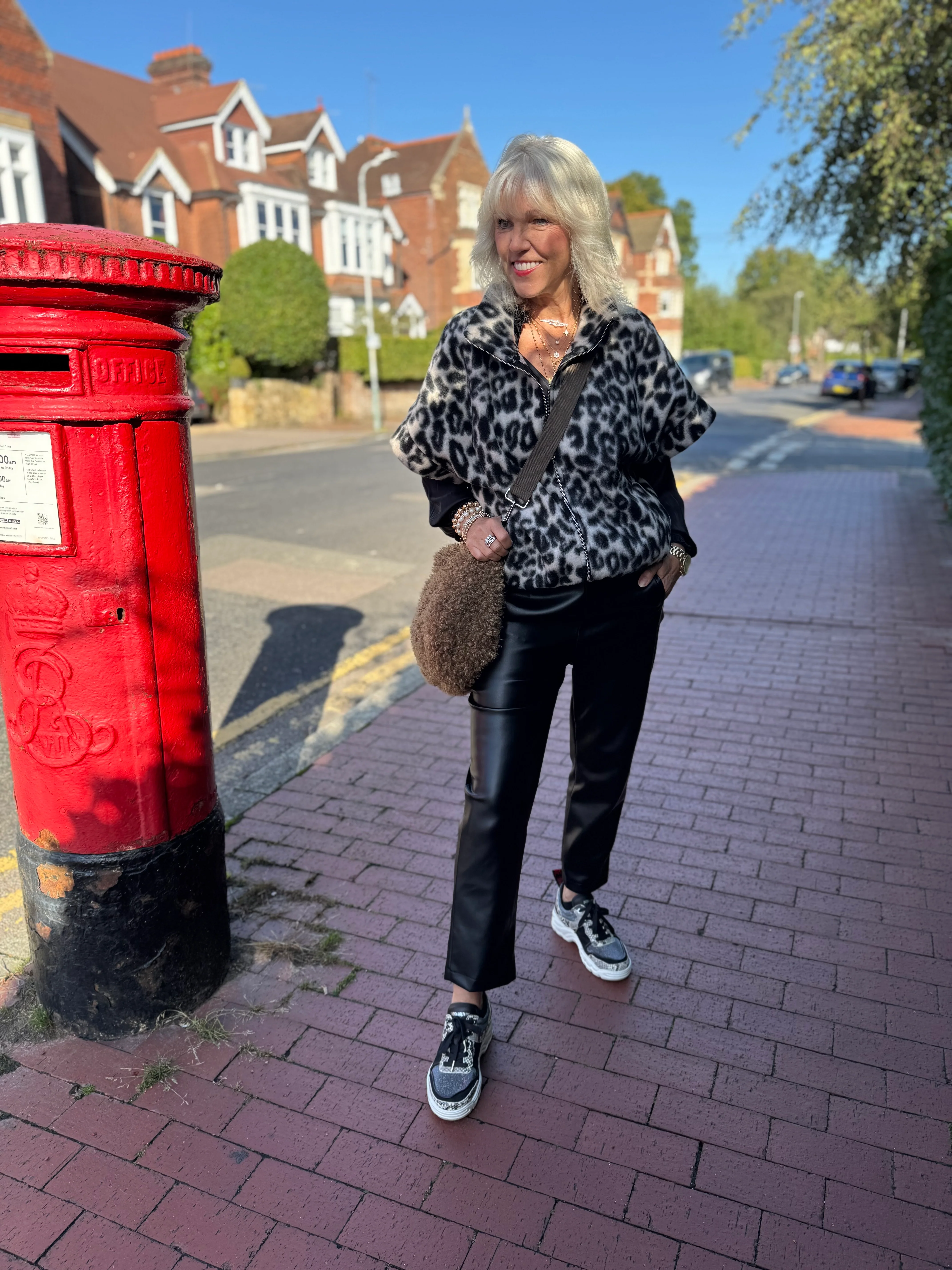 Luxe Vegan Leather Trousers in Black - Image 4