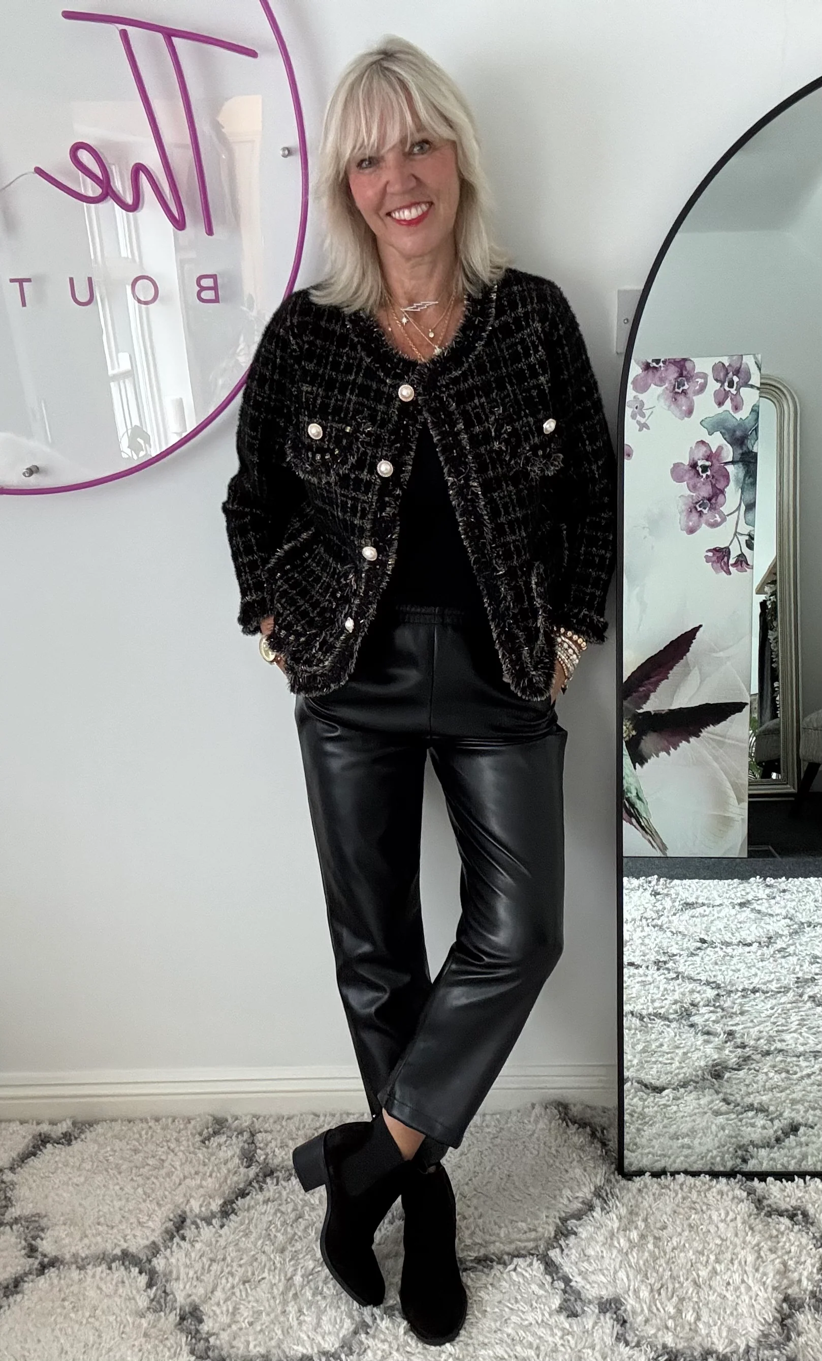 Luxe Vegan Leather Trousers in Black - Image 6