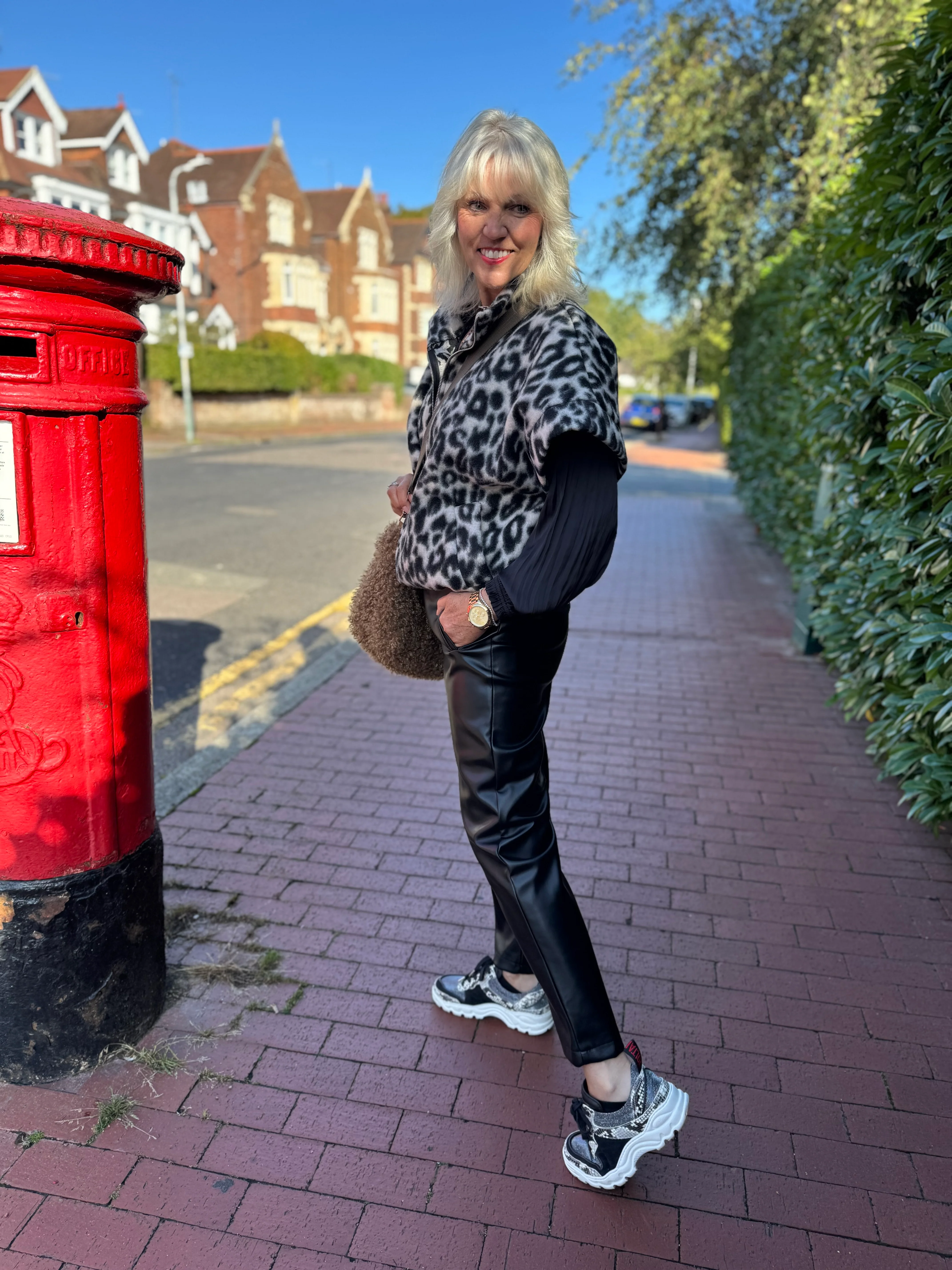Luxe Vegan Leather Trousers in Black - Image 7