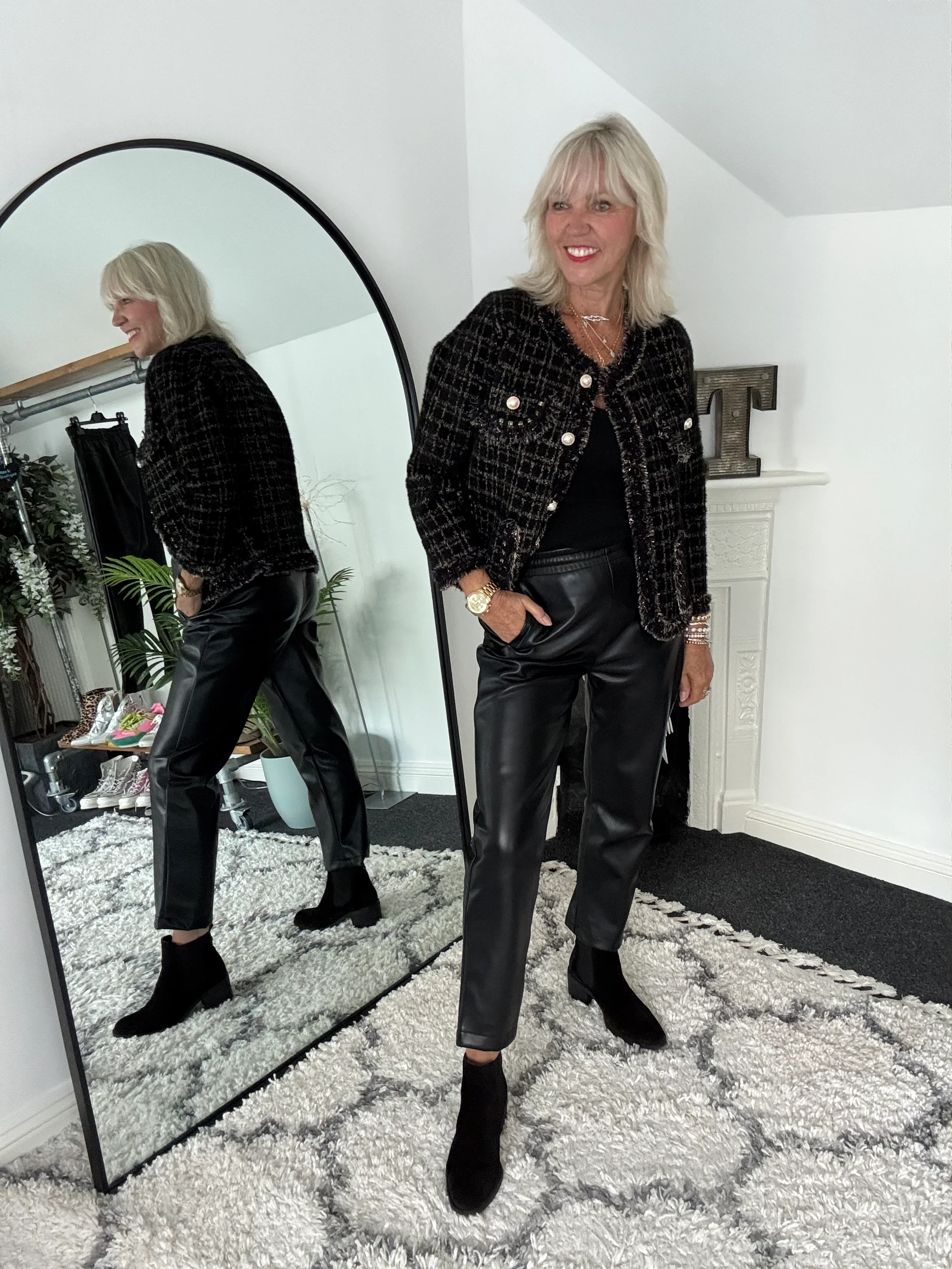 Luxe Vegan Leather Trousers in Black - Image 8