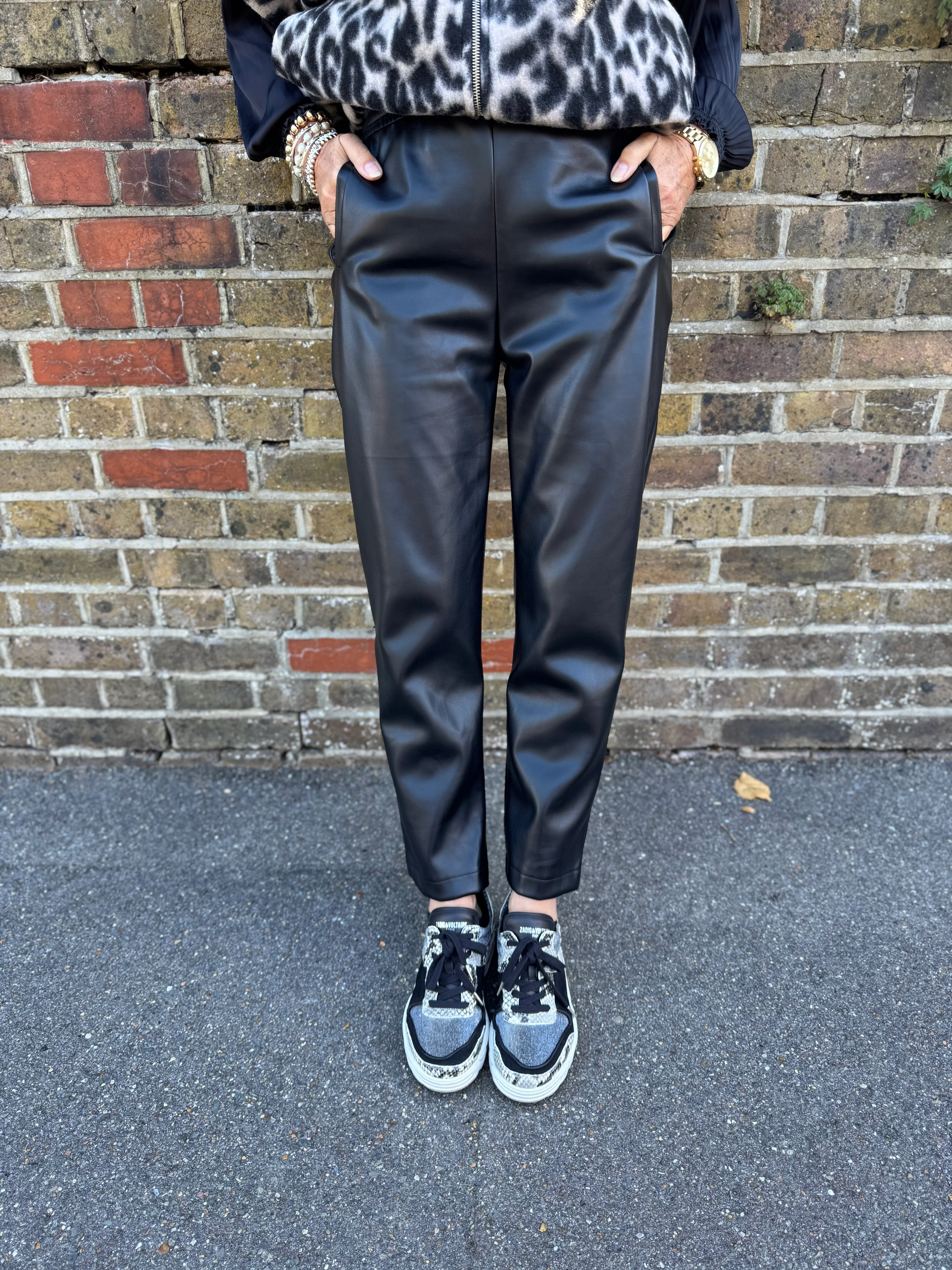 Luxe Vegan Leather Trousers in Black - Image 9