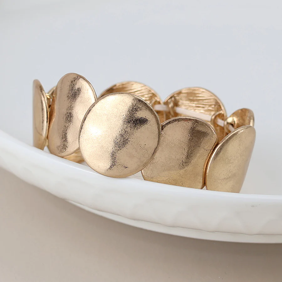 Matt Gold Stretch Disc Bracelet