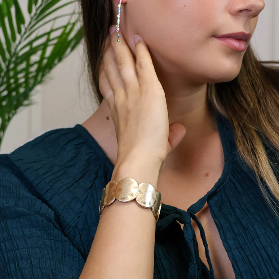 Matt Gold Stretch Disc Bracelet - Image 2