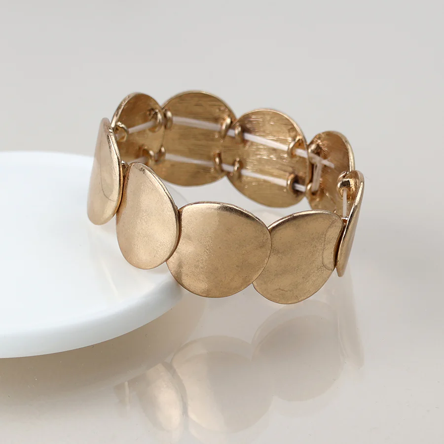 Matt Gold Stretch Disc Bracelet - Image 3