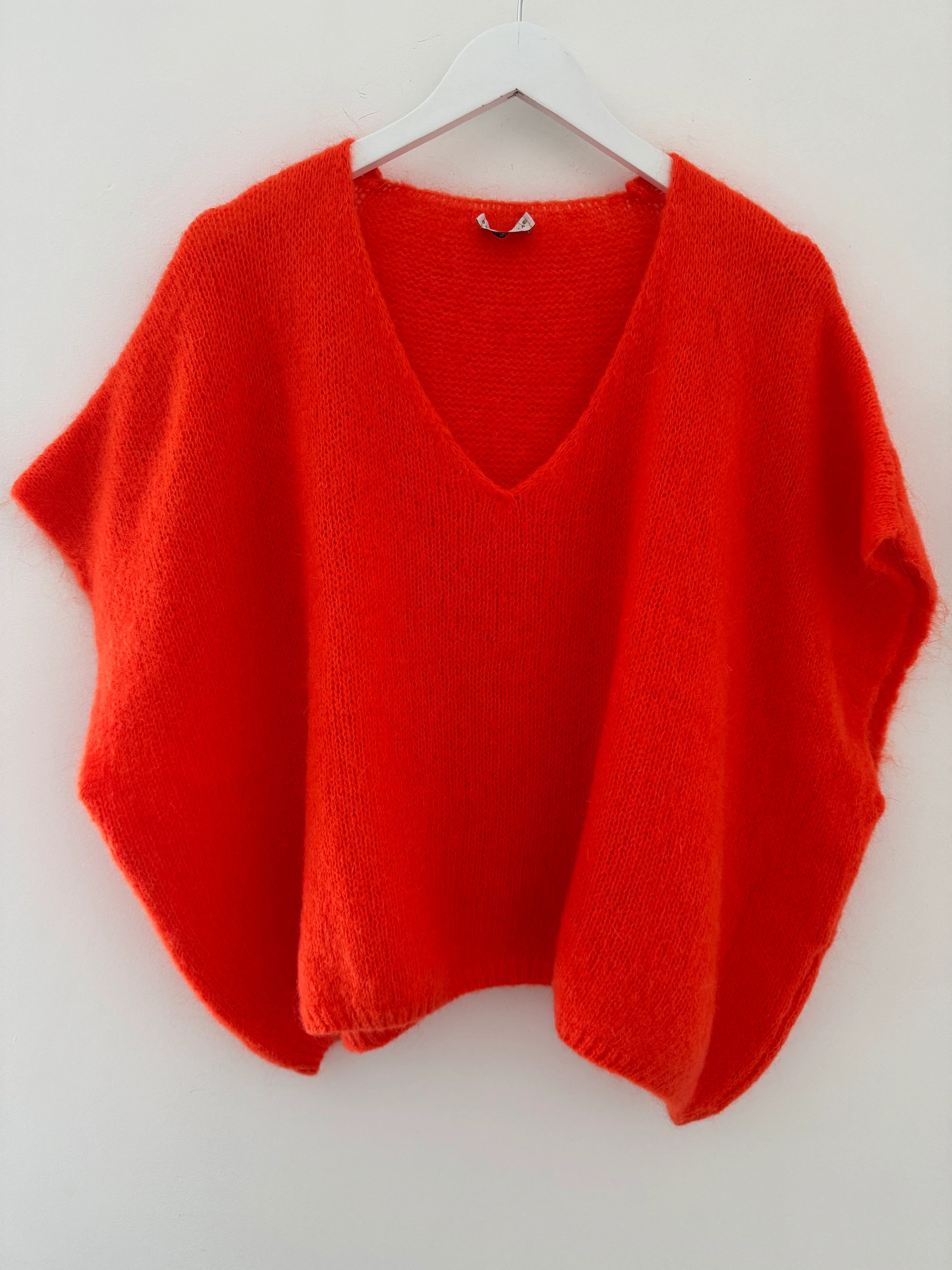 Mohair V Neck Tank in Orange - Image 7