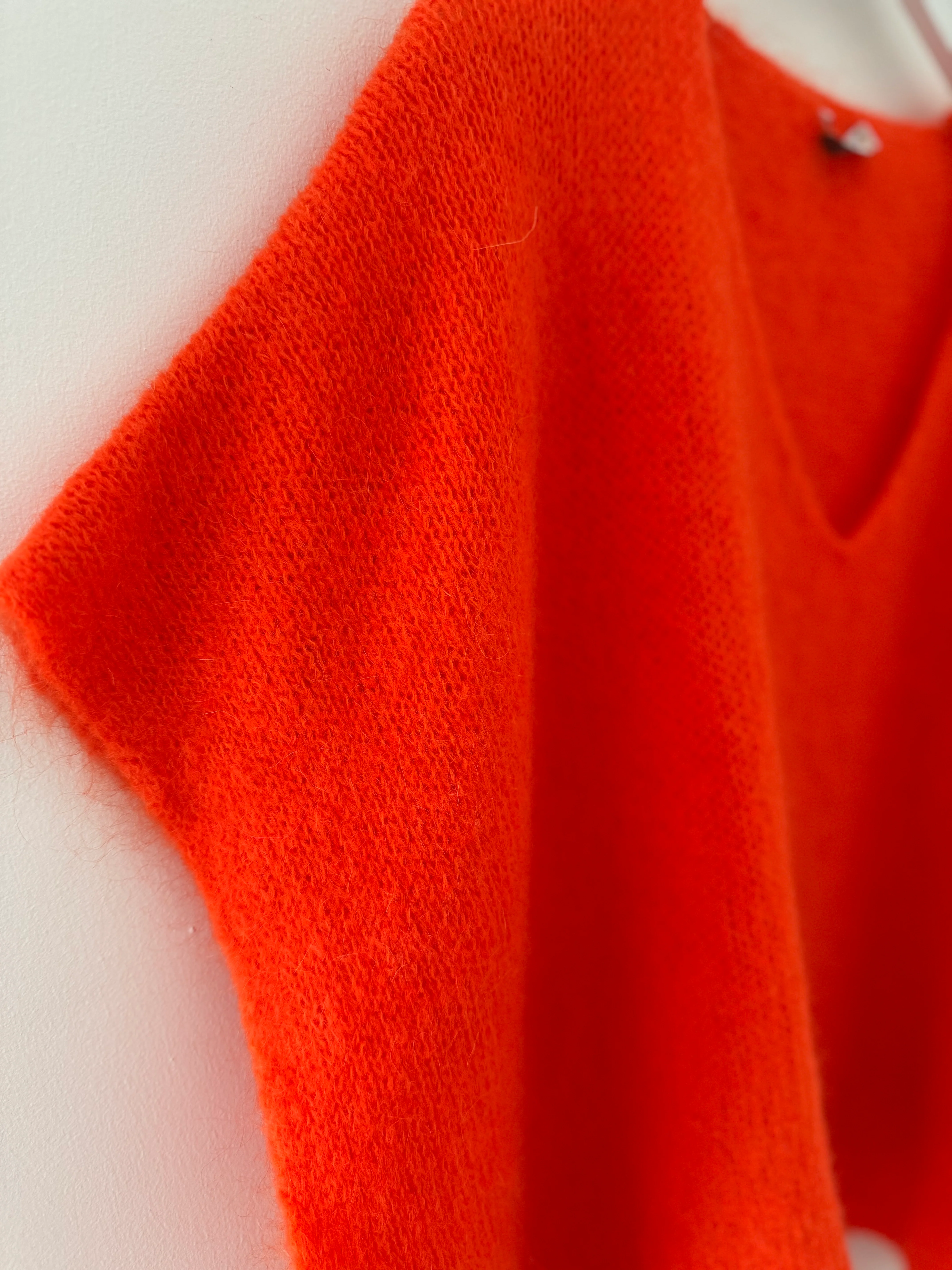 Mohair V Neck Tank in Orange - Image 8
