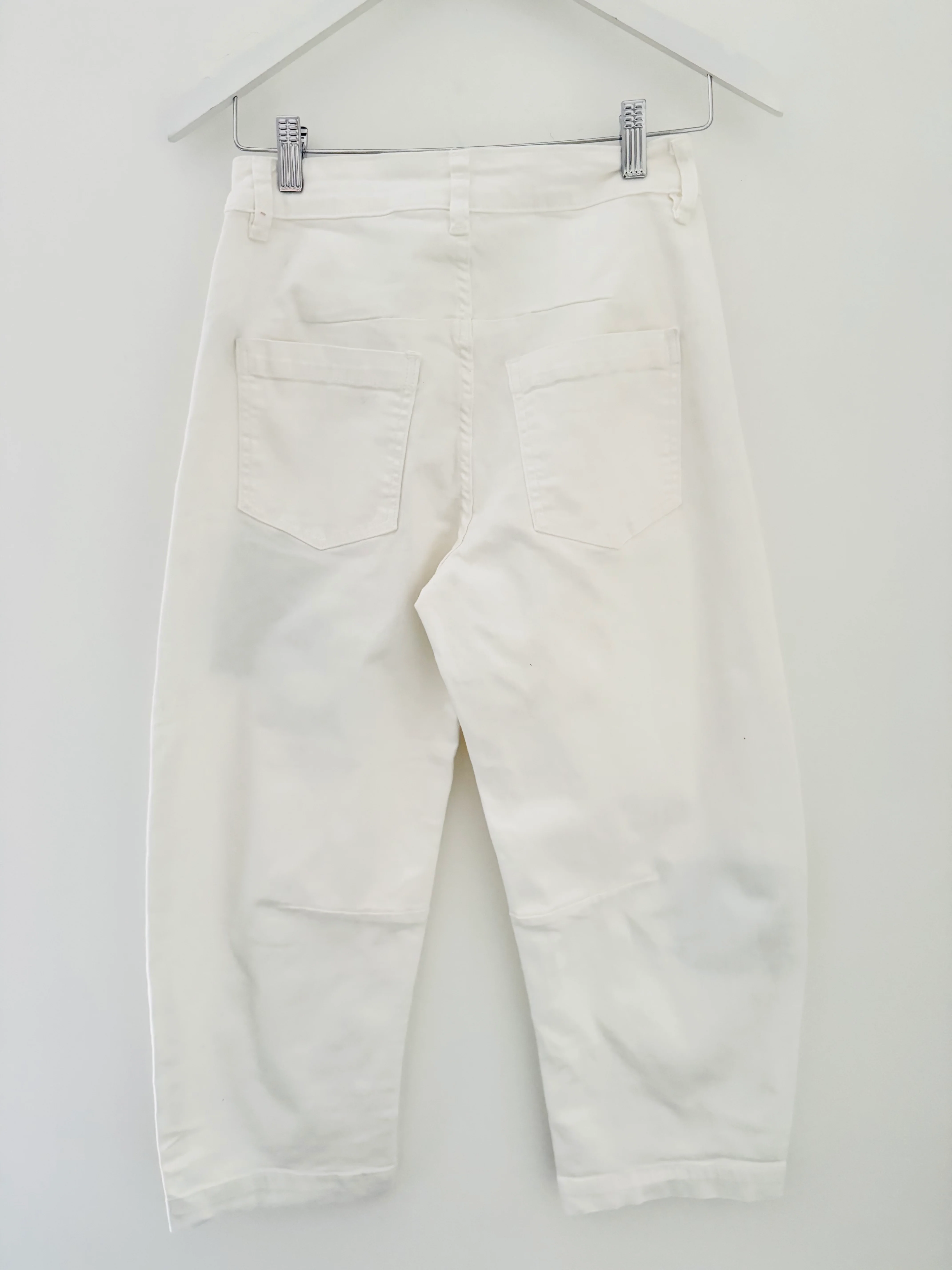 Patched Barrel Leg Jeans in White - Image 11