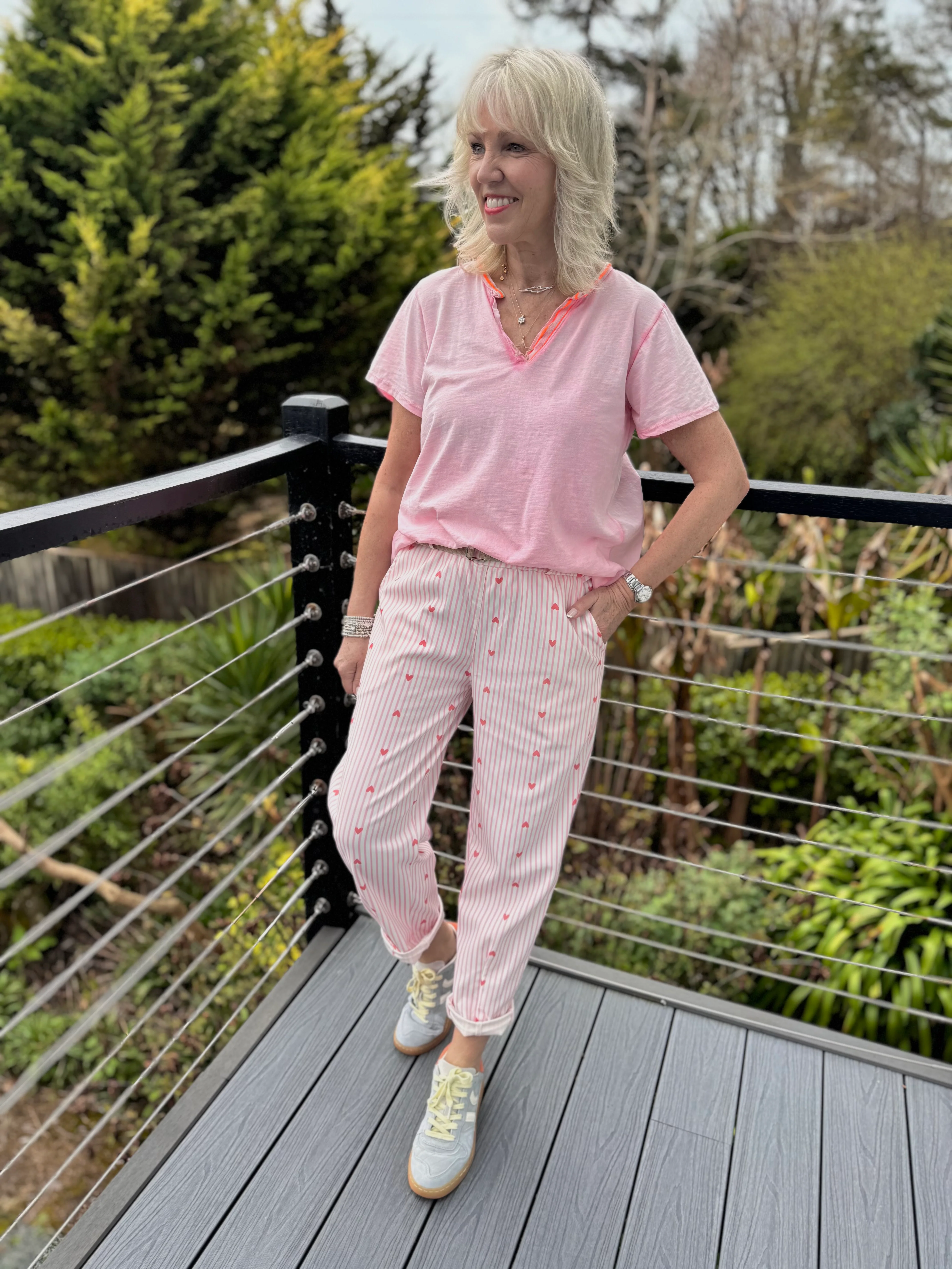 Pink Stripe Trousers with Hearts - Image 6