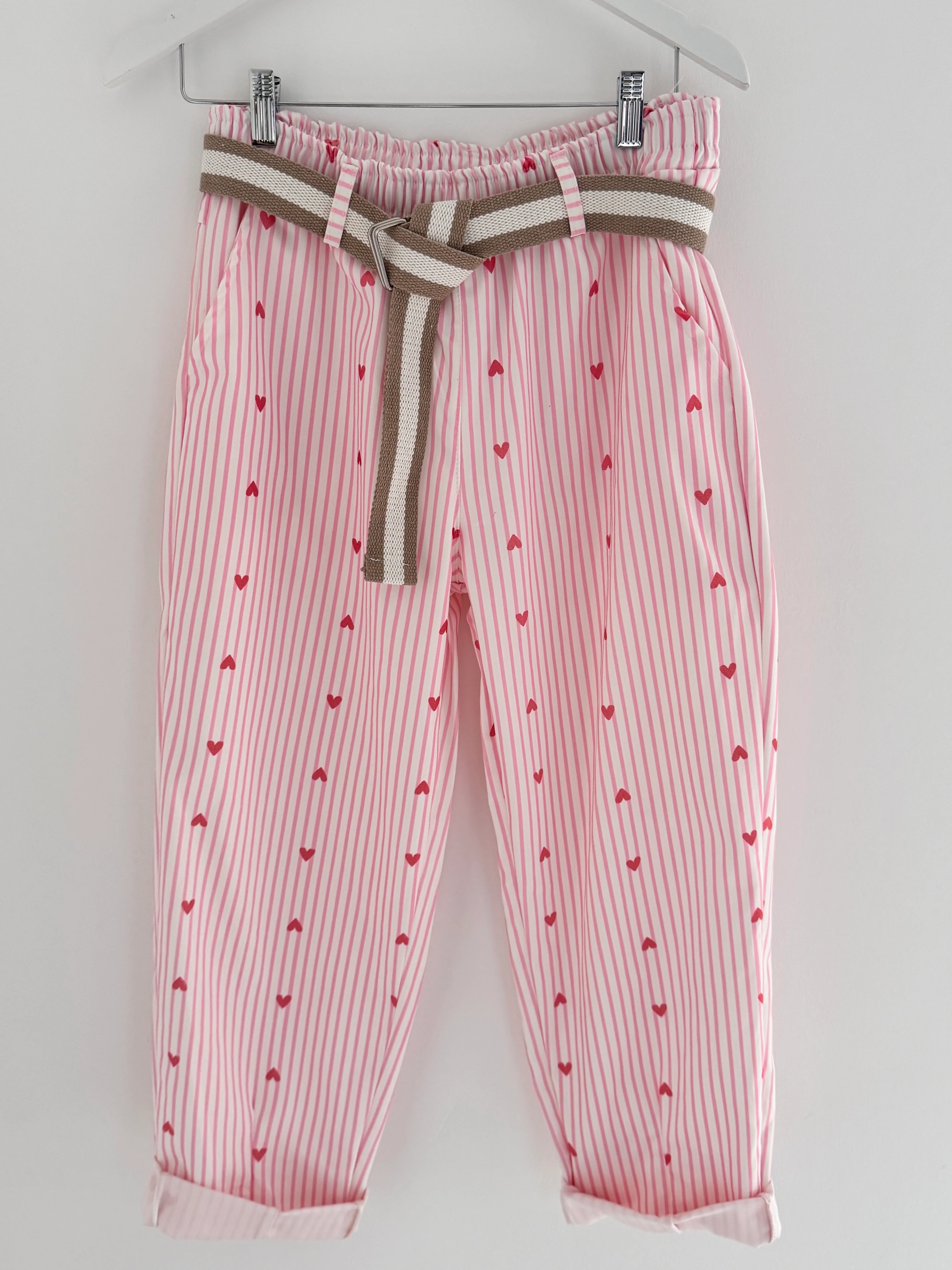 Pink Stripe Trousers with Hearts - Image 7