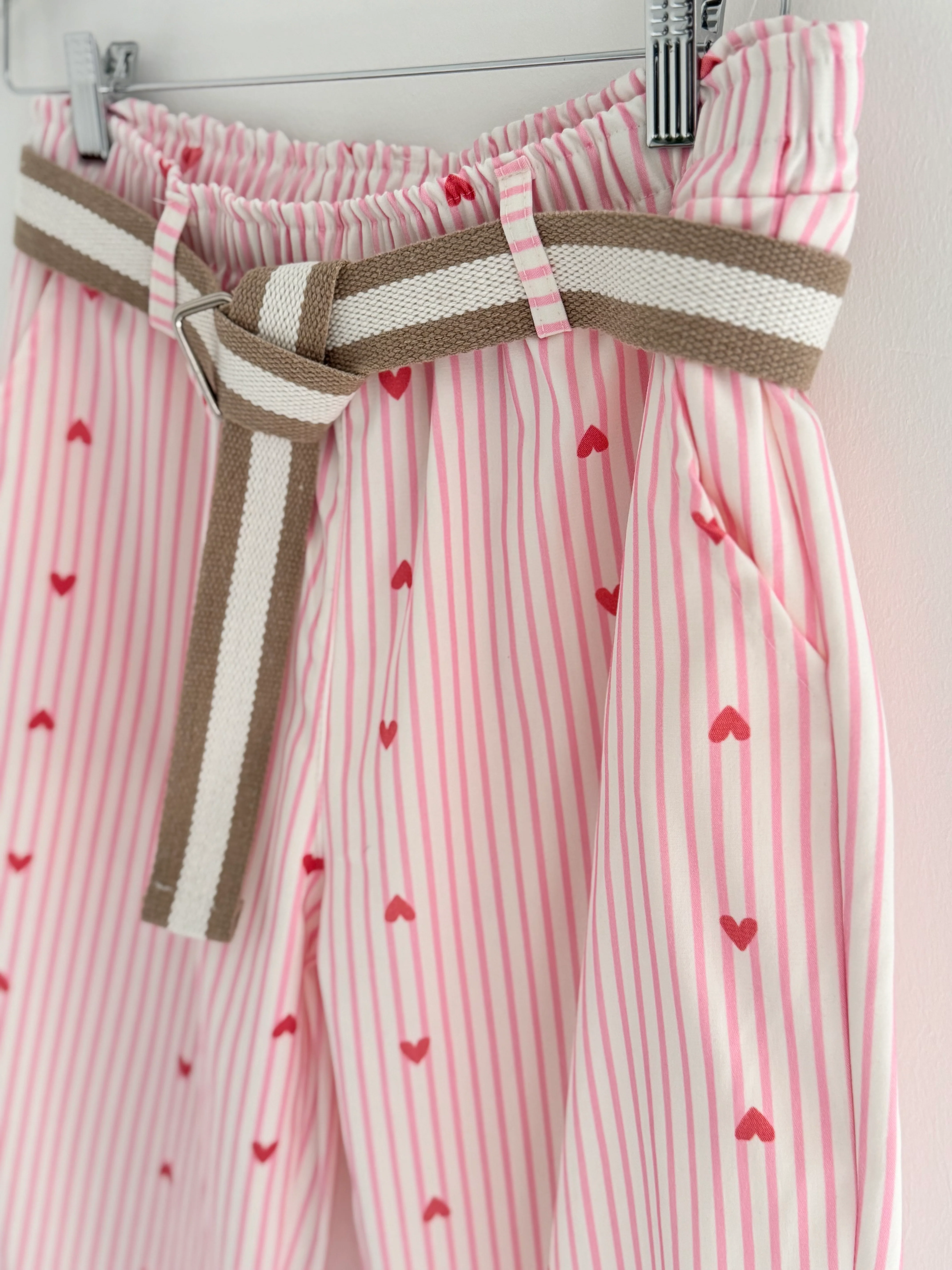 Pink Stripe Trousers with Hearts - Image 8