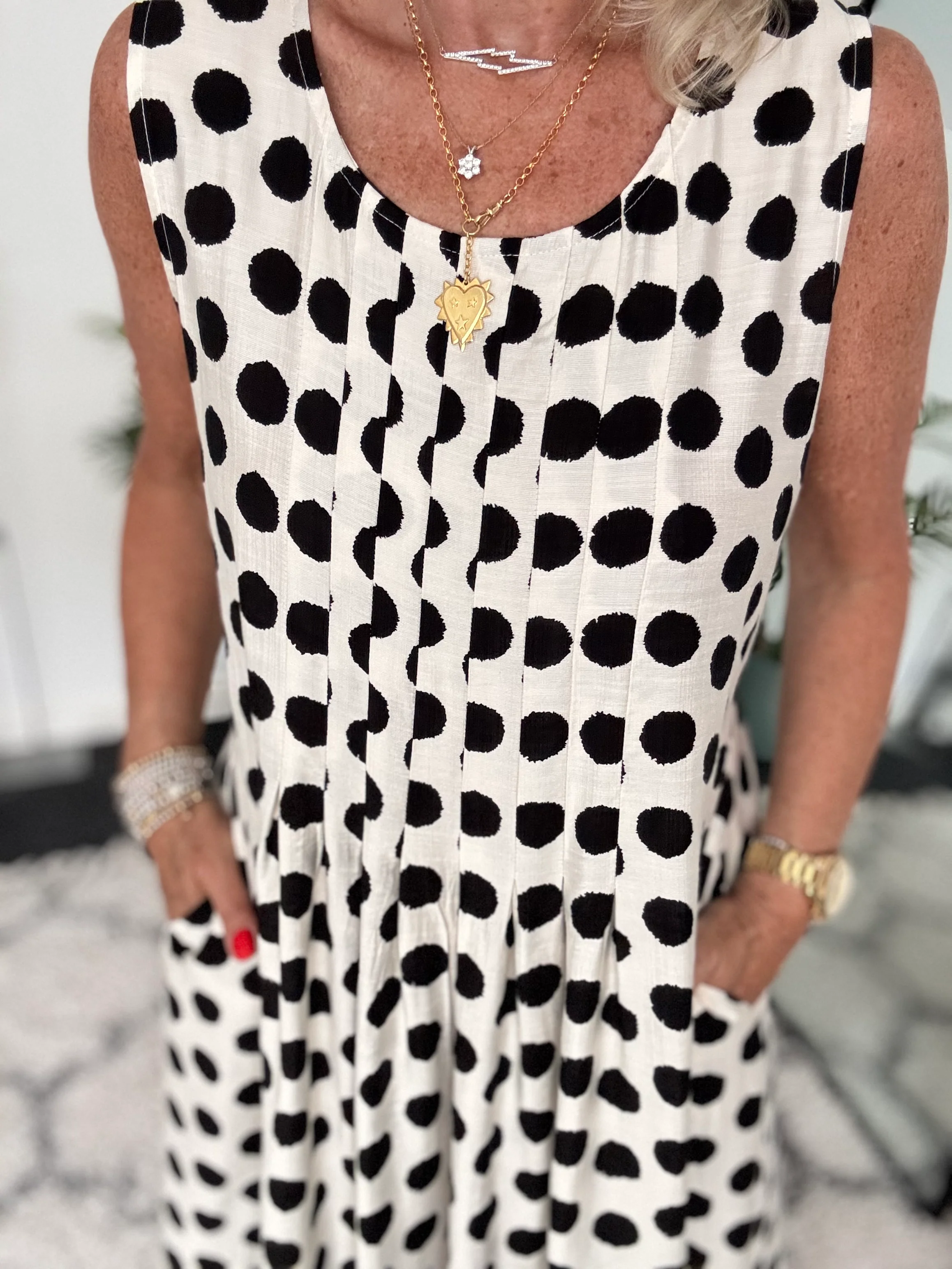 Polkadot Dress in Black & Ecru - Image 5