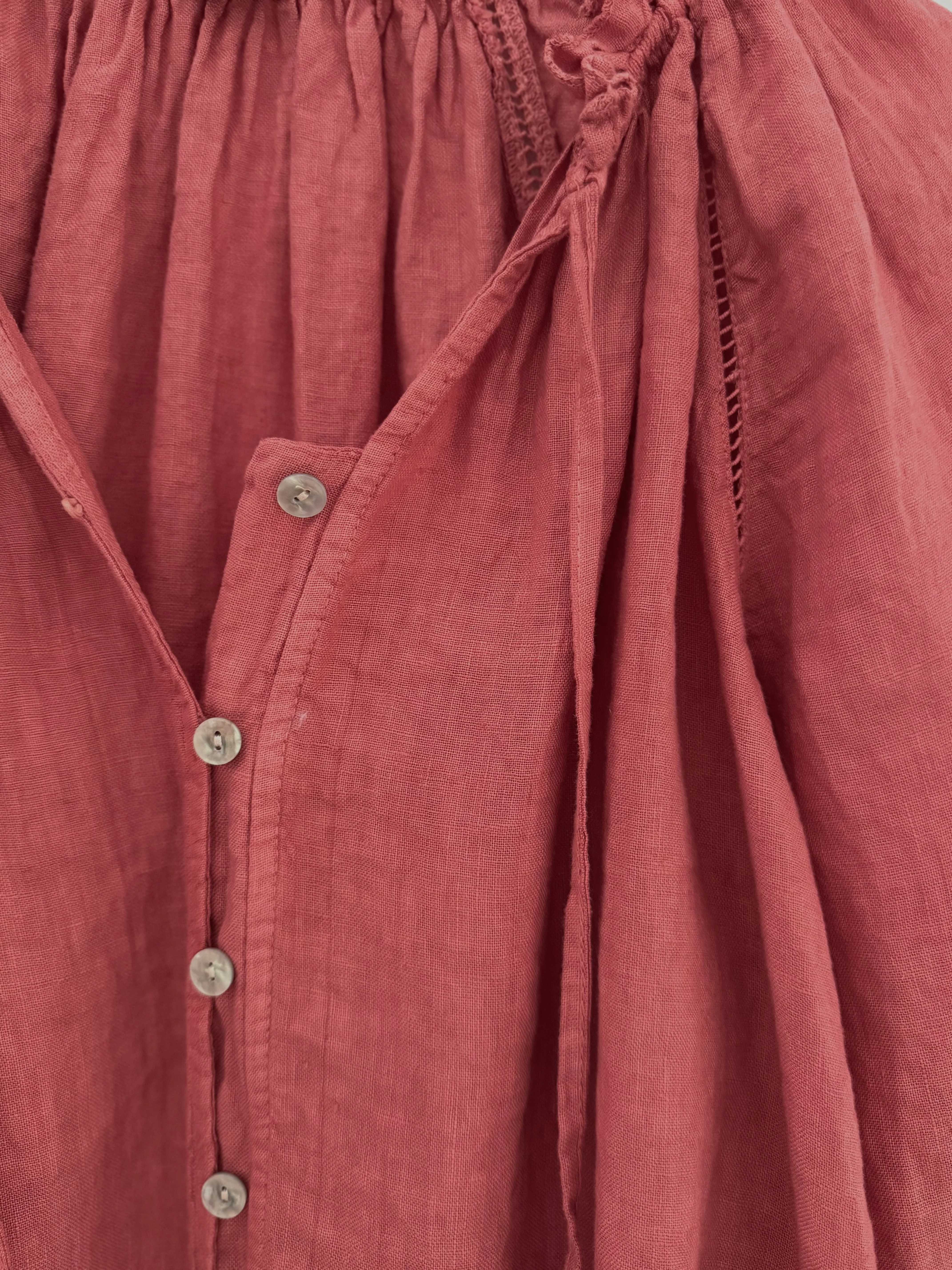 Linen Designer Blouse in Pomegranate - Image 7