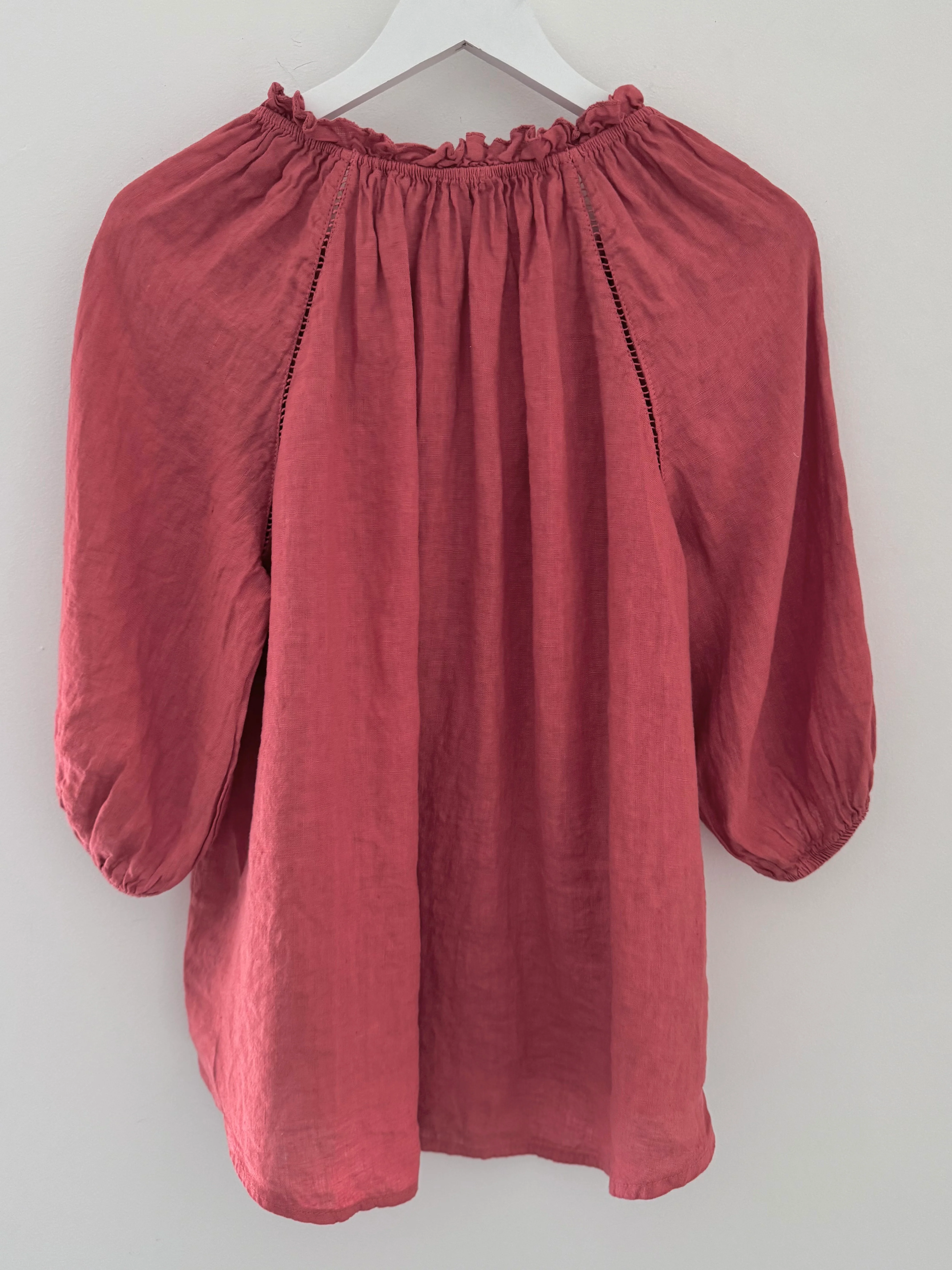 Linen Designer Blouse in Pomegranate - Image 8