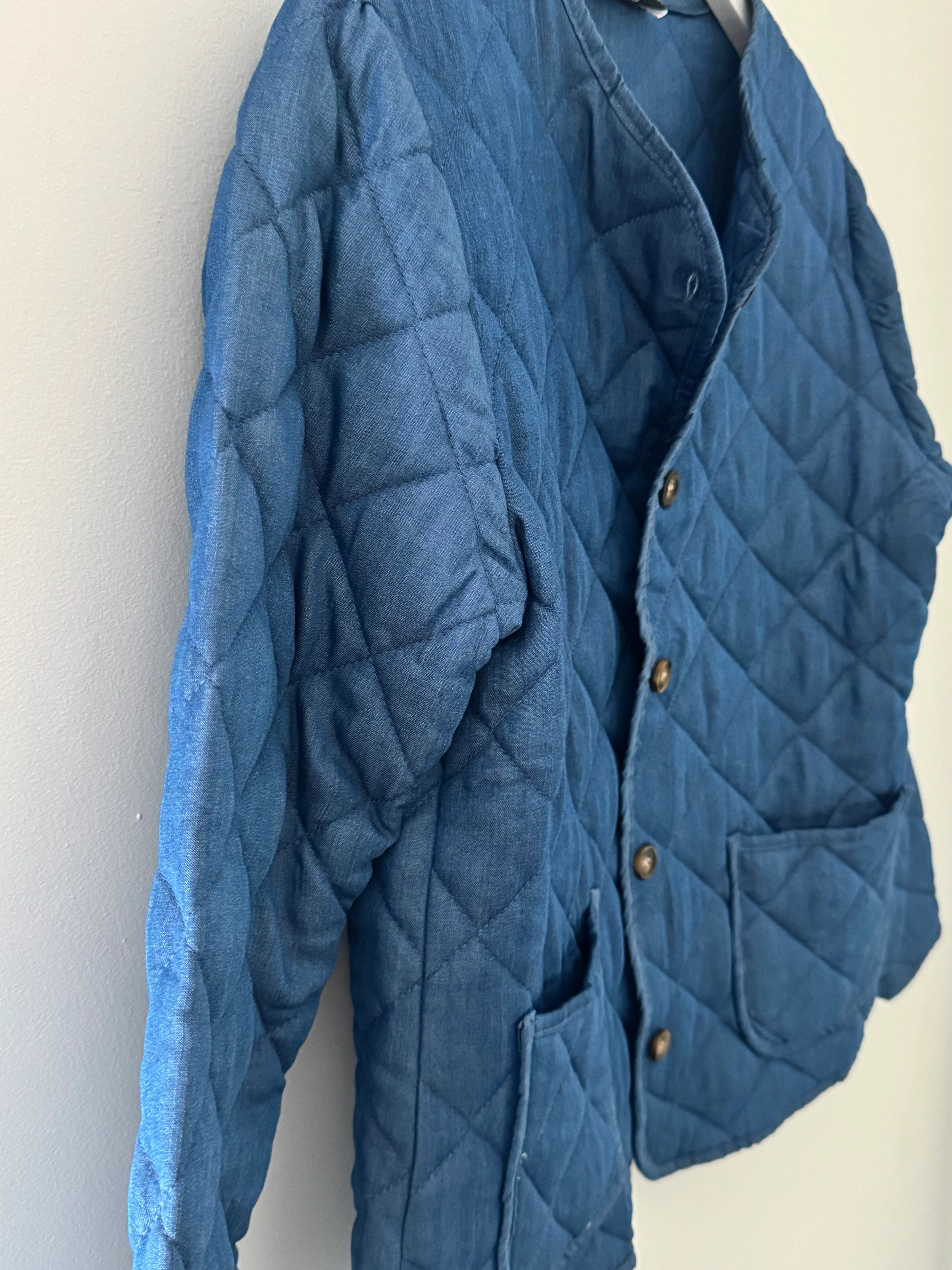 Quilted Jacket in Mid Denim - Image 9