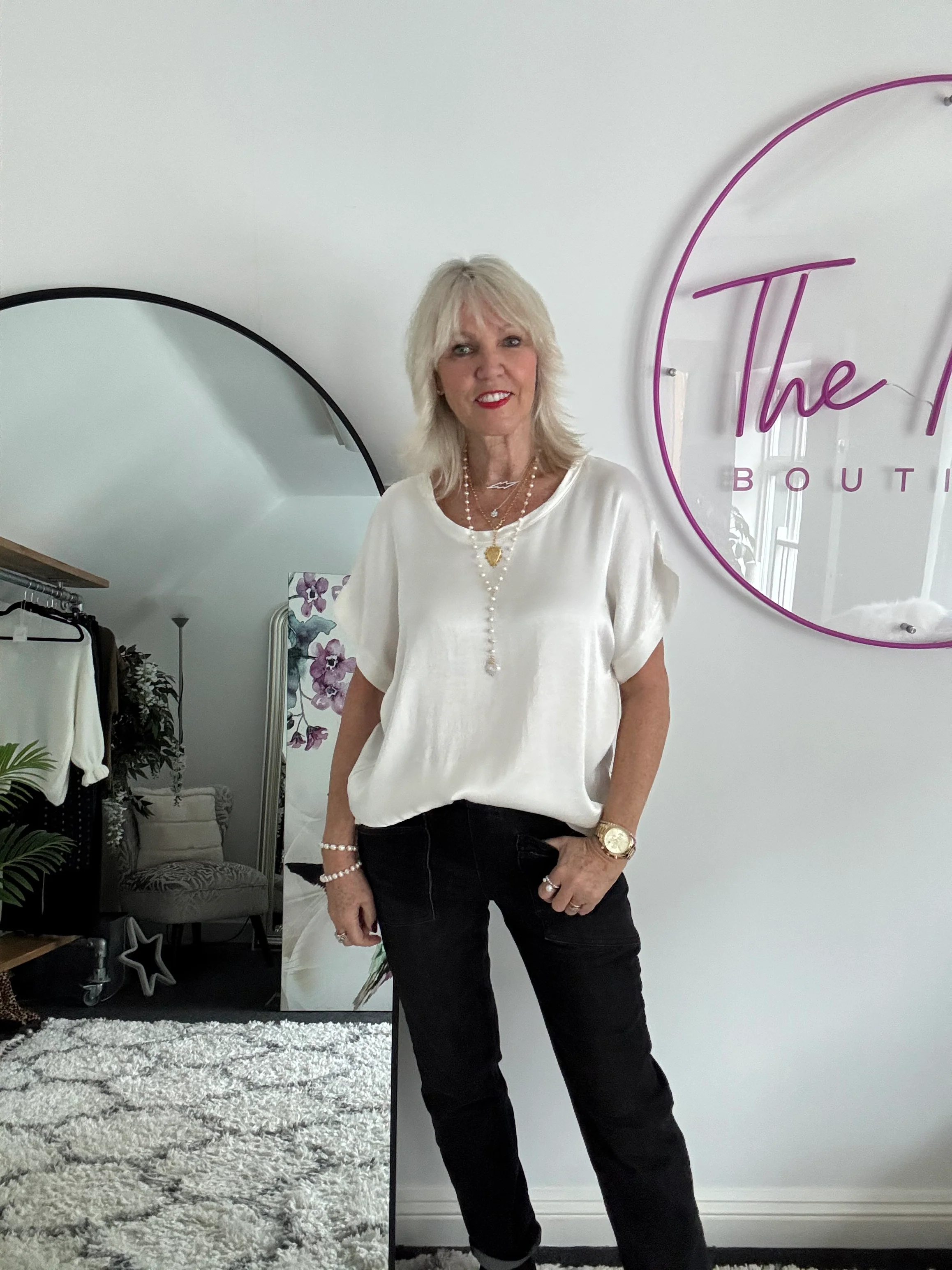 Satin Top in Ivory - Image 4