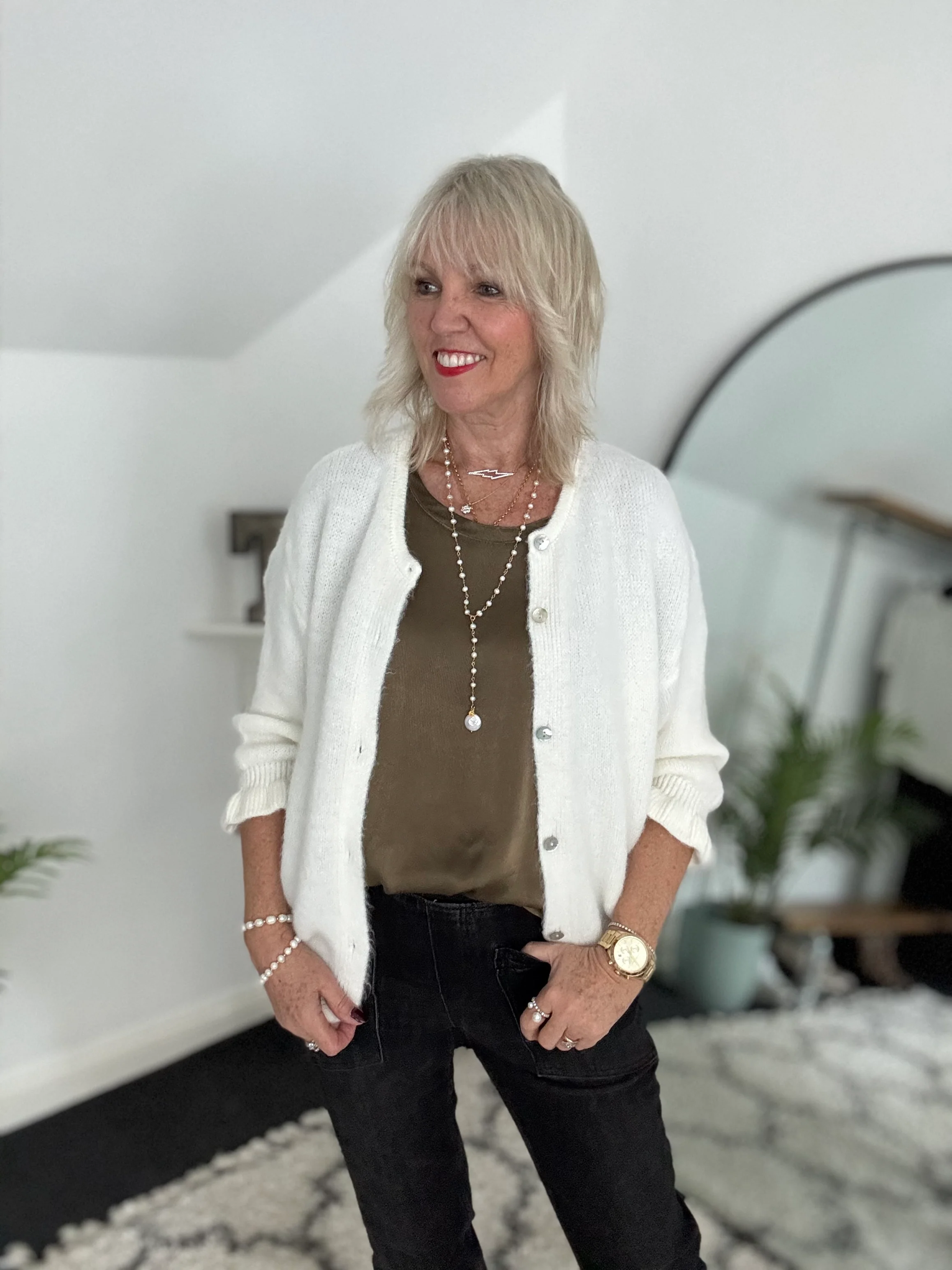 Satin Top in Khaki - Image 3