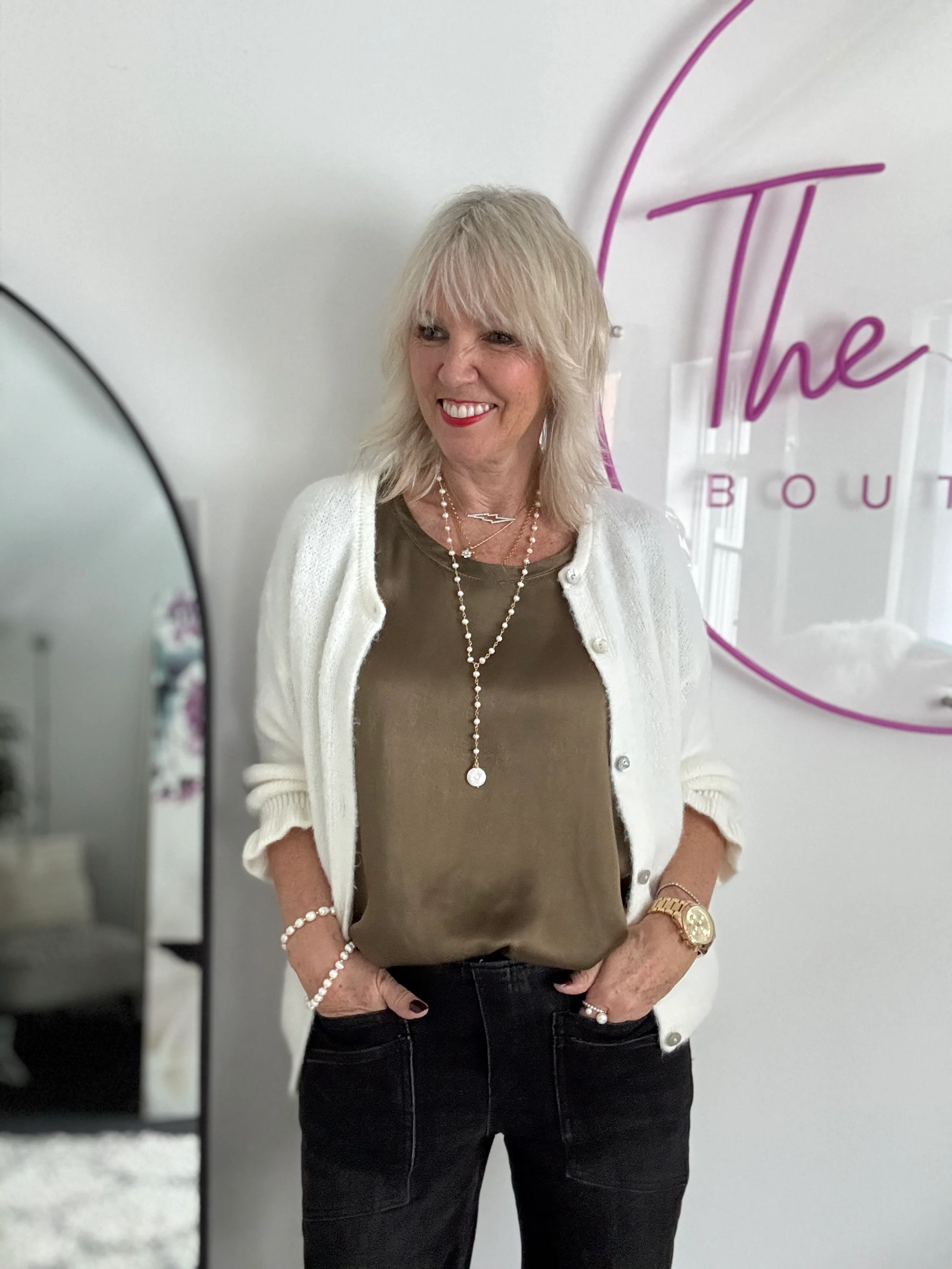 Satin Top in Khaki - Image 6