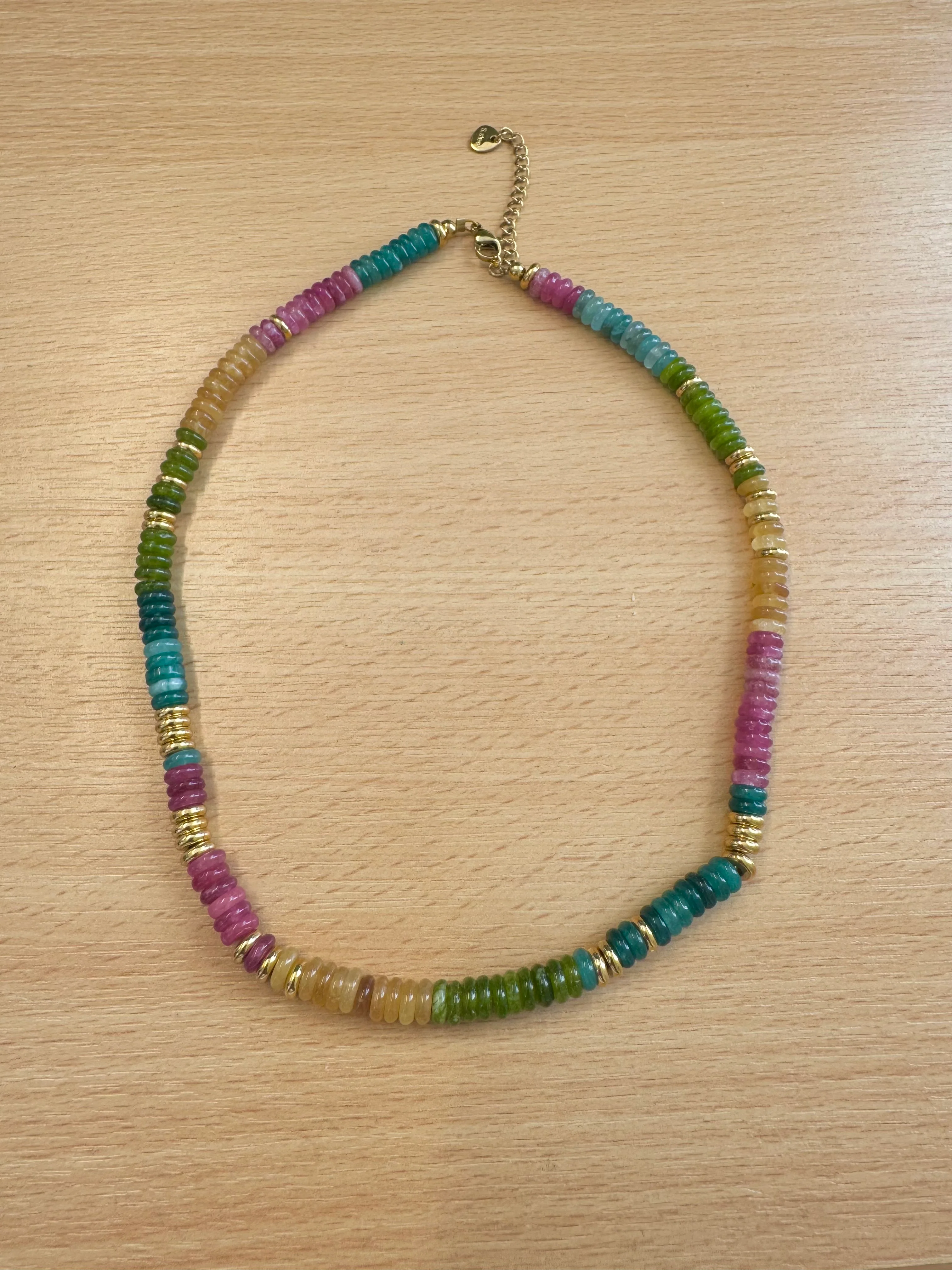 Semi Precious Rainbow Bead Necklace - Image 2