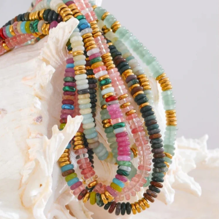 Semi Precious Rainbow Bead Necklace - Image 4