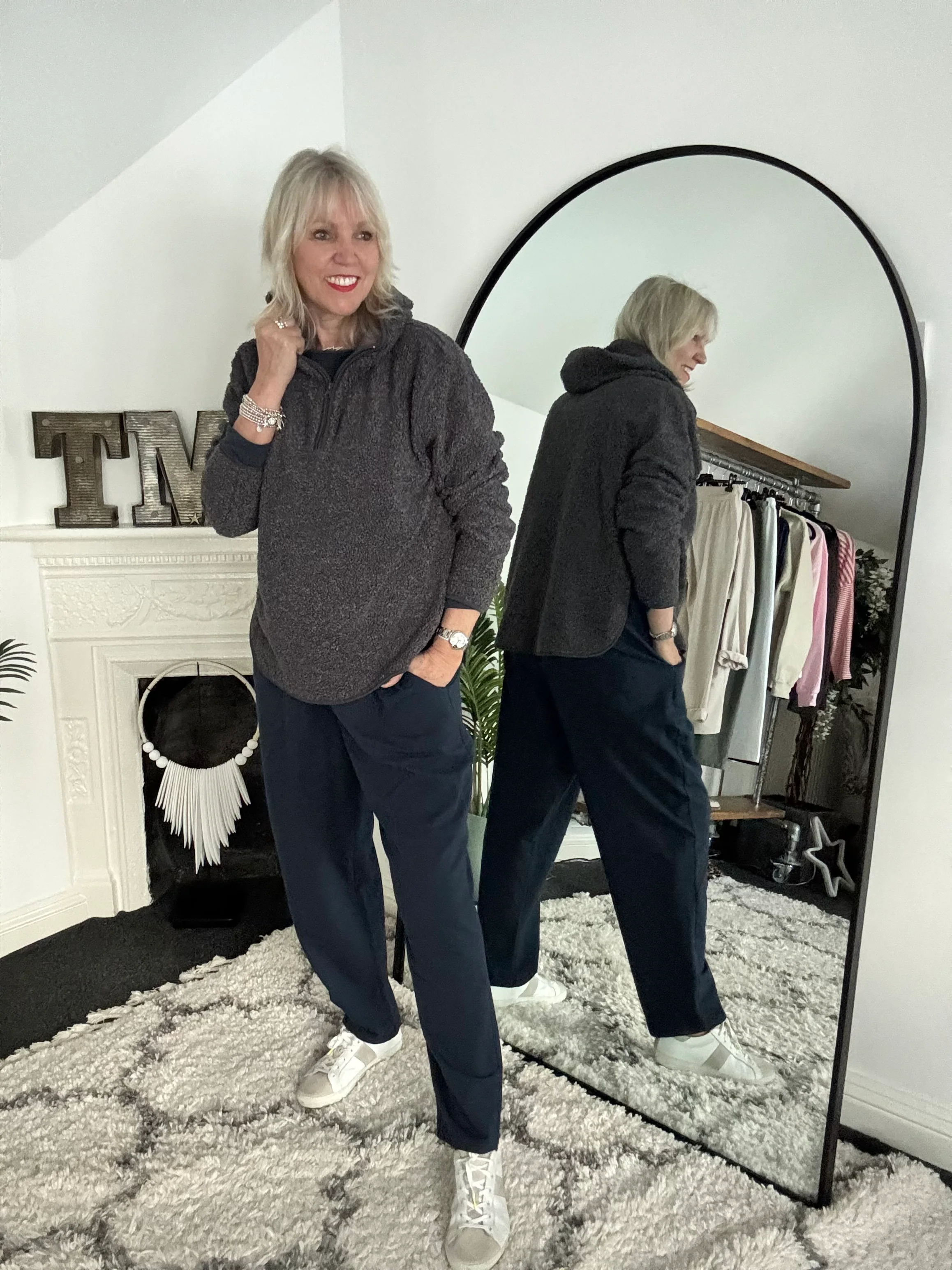 Sherpa Fleece Hoodie in Charcoal - Image 4