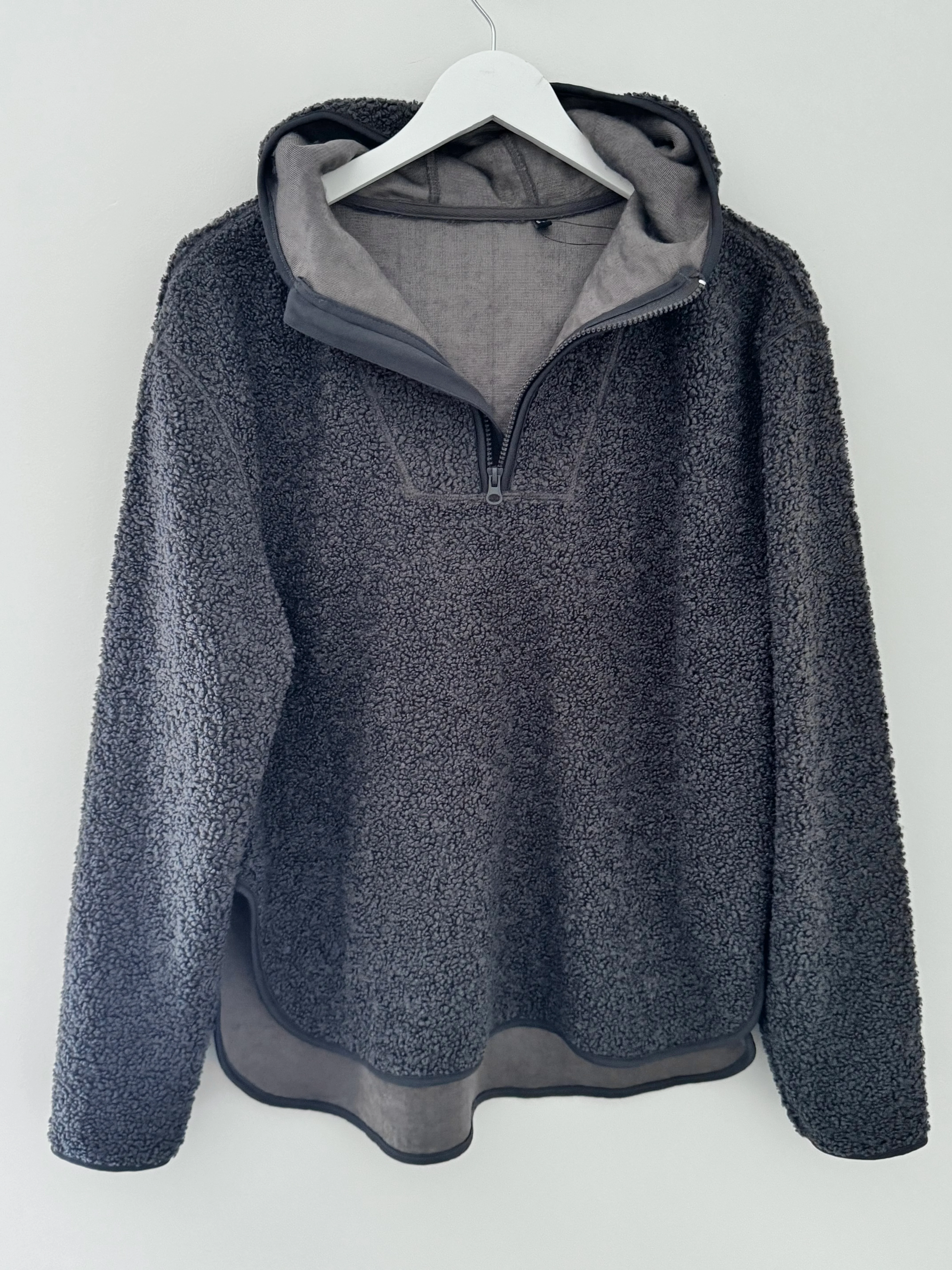 Sherpa Fleece Hoodie in Charcoal - Image 9