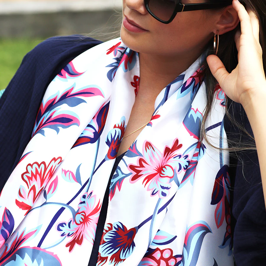 Silky Floral Print Scarf - Image 4