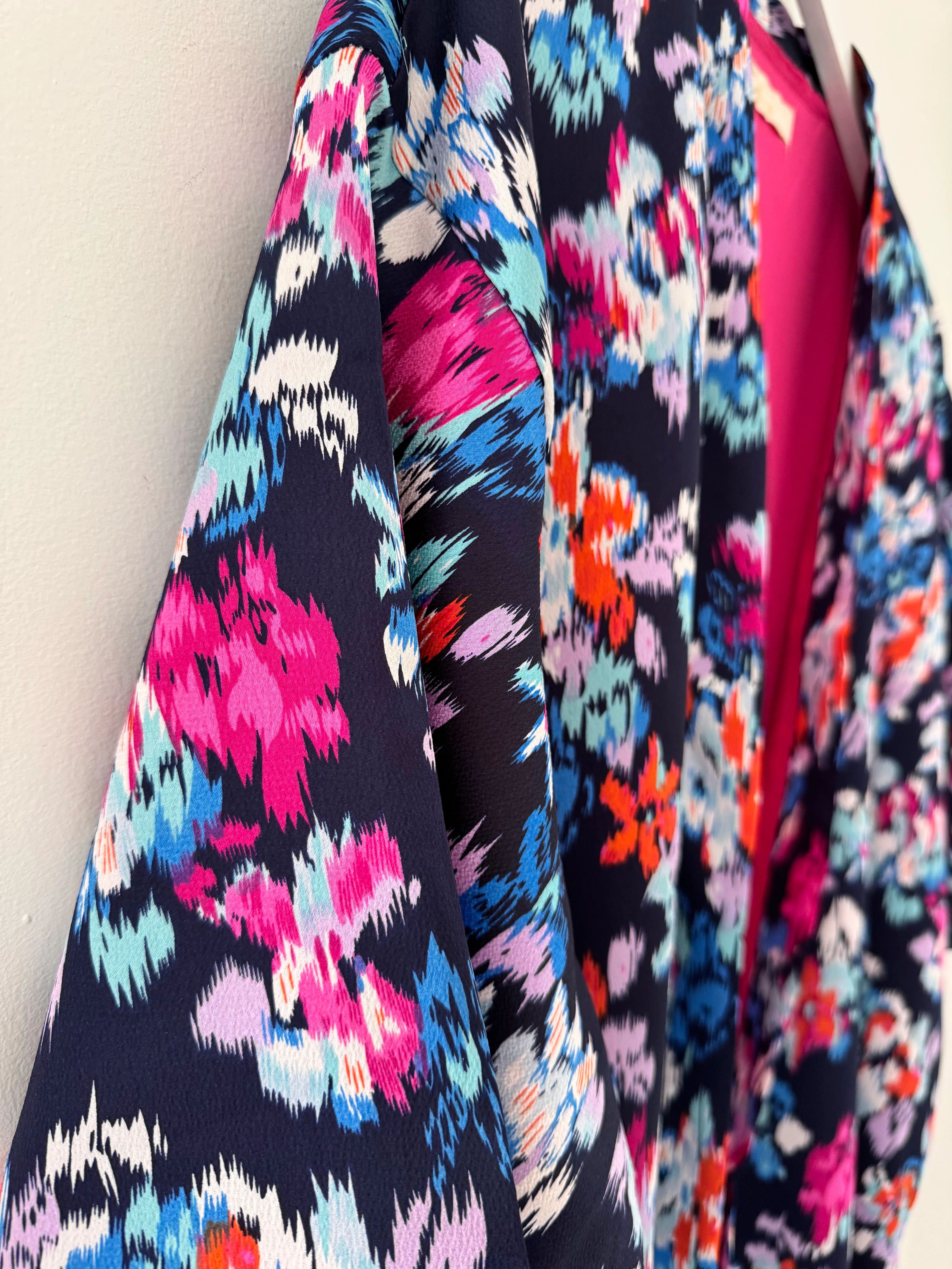Silky Long Kimono in Blues & Pinks - Image 9