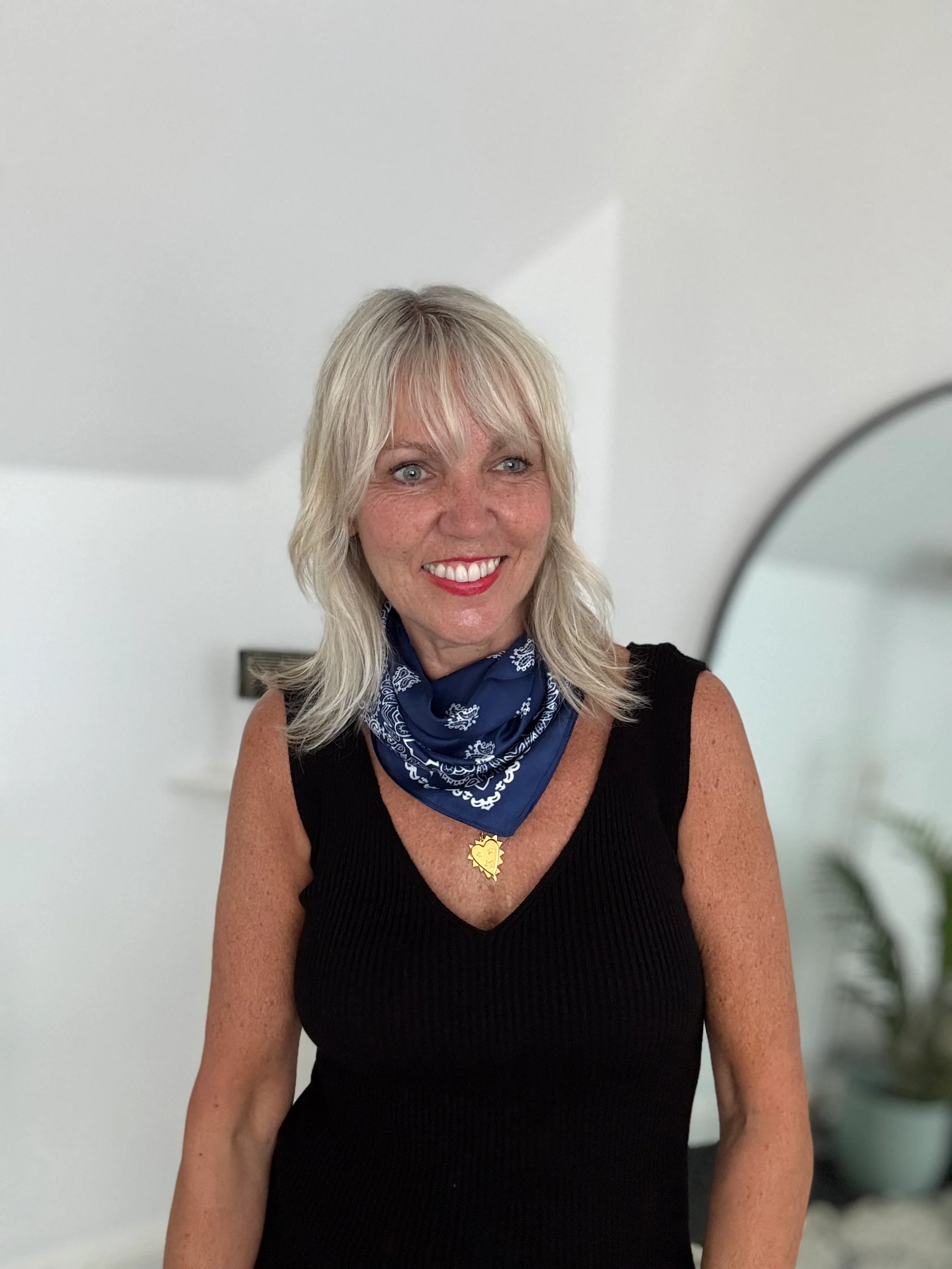 Silky Paisley Bandana Scarf in Navy - Image 5